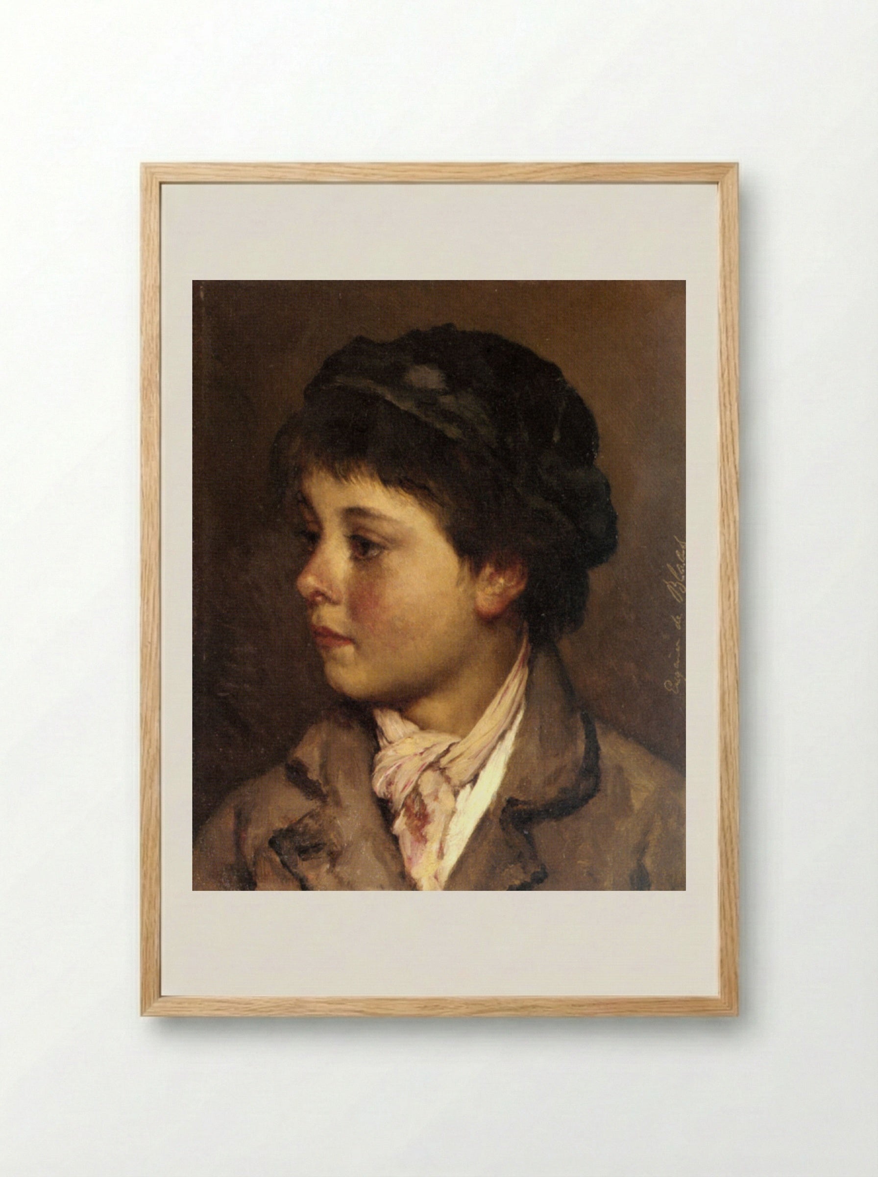 Portrait of a Young Boy - Eugene de Blaas - Framed Print Wood