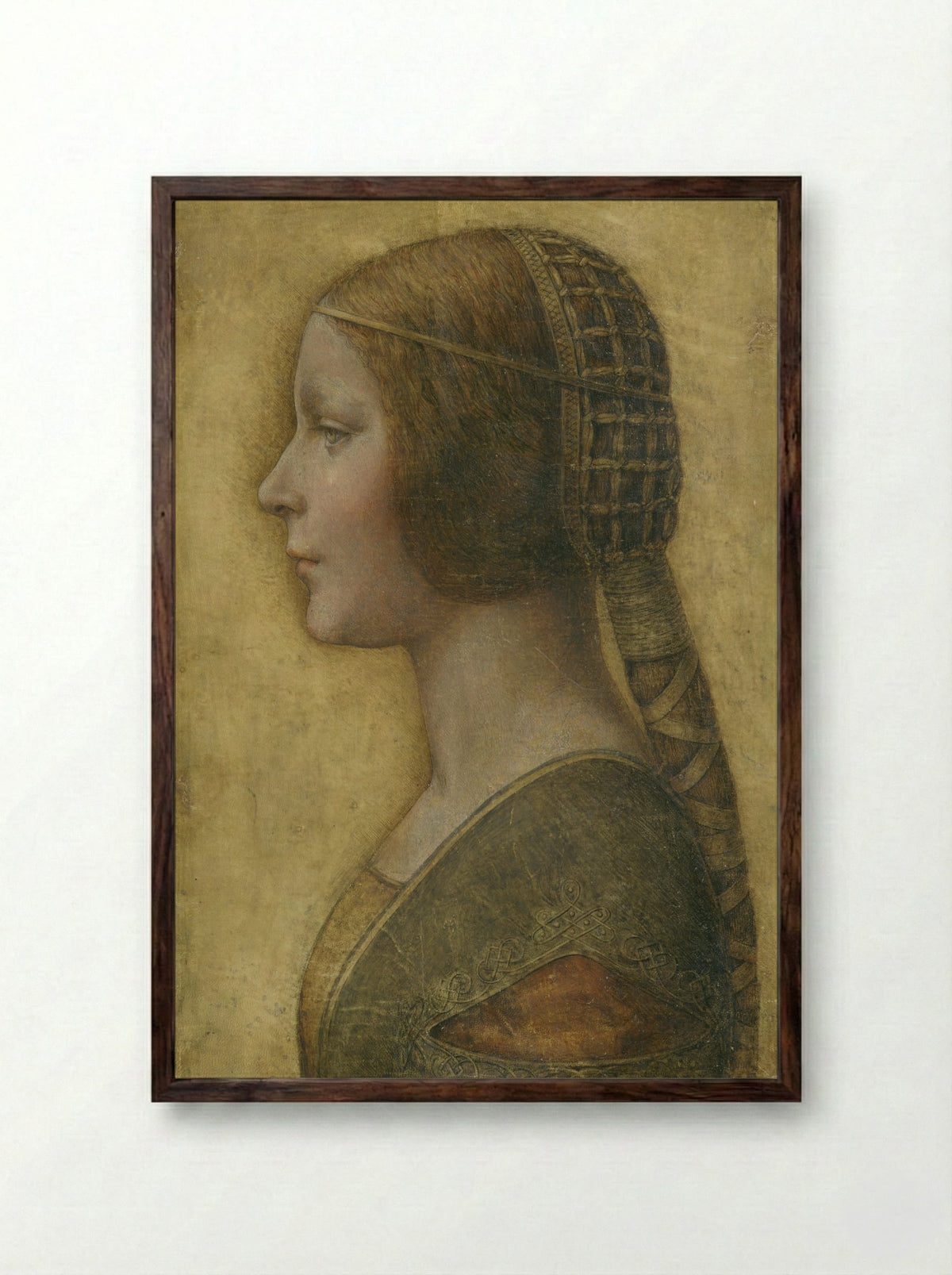 Portrait of a Young Fiancée - Leonardo da Vinci - Framed Print Dark Wood