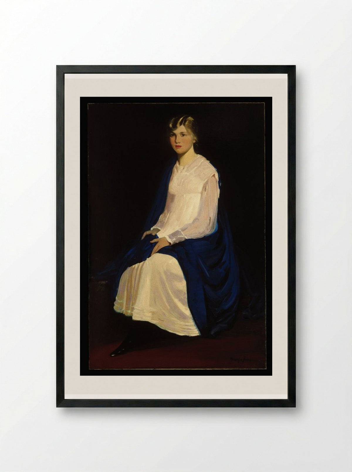 Portrait of a Young Girl (Antoinette Kraushaar) - George Luks - Framed Print Black