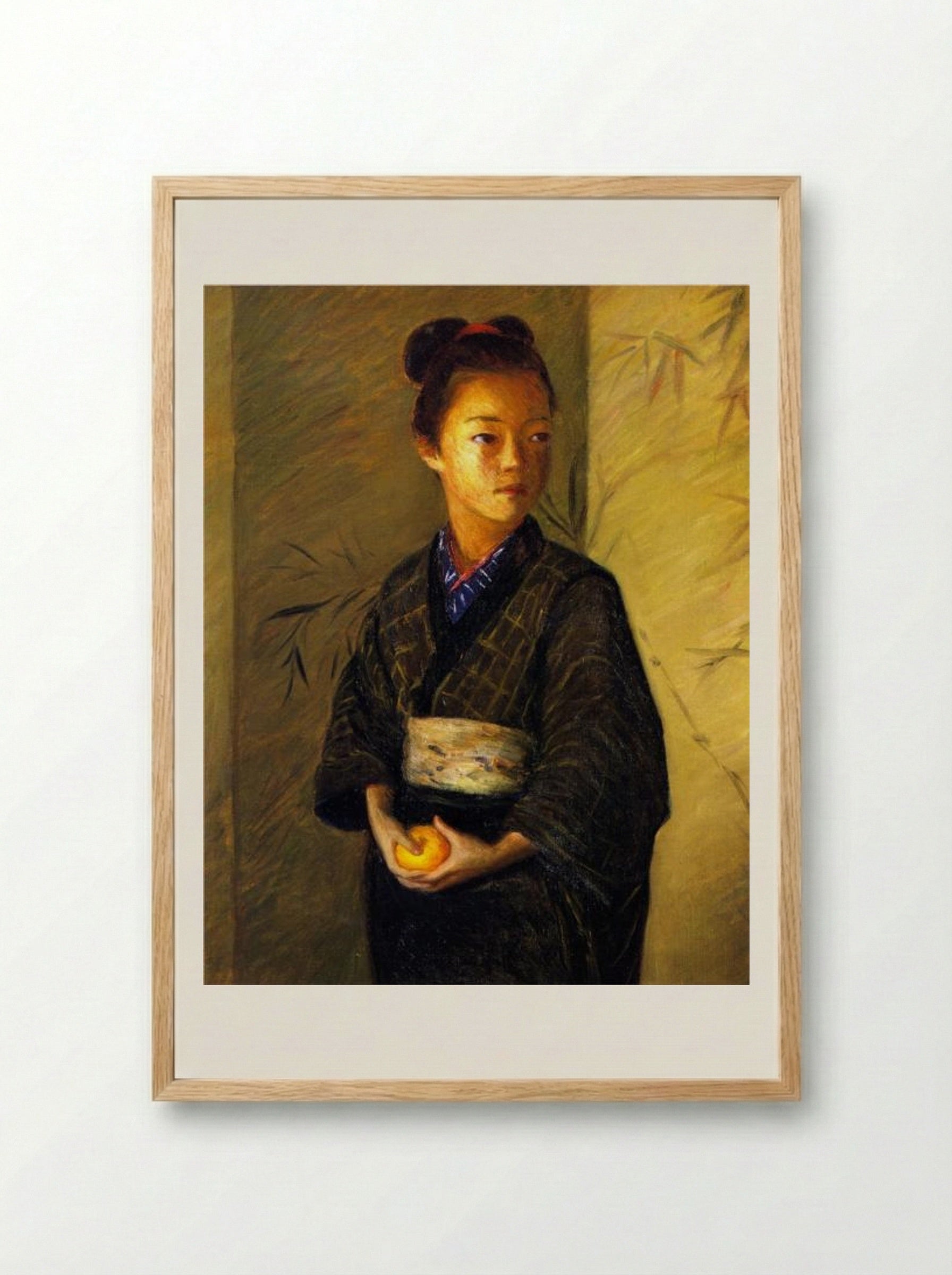 Portrait of a Young Girl with an Orange - Lilla Cabot Perry - Framed Print Wood