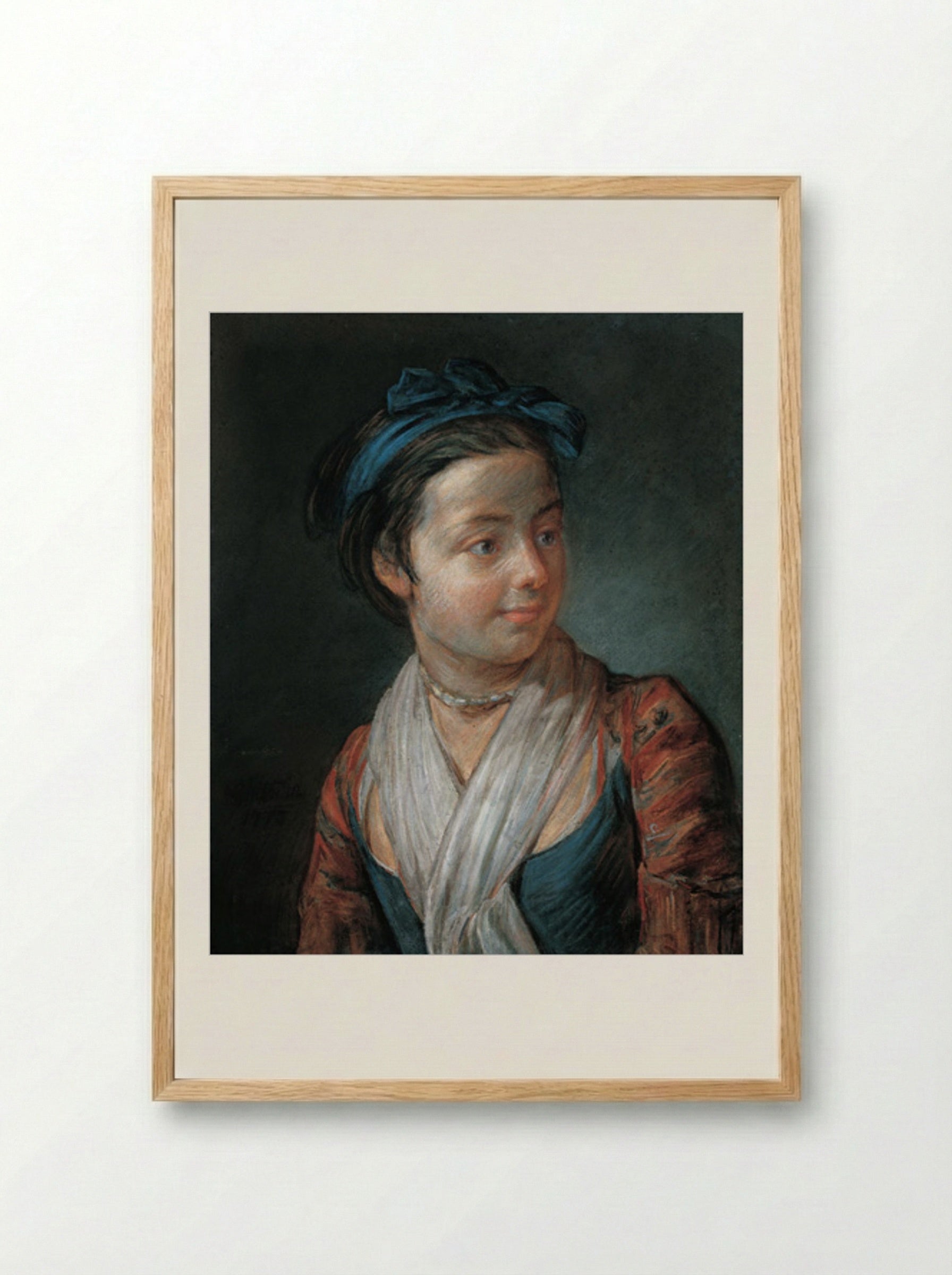 Portrait of a Young Girl - Jean-Baptiste-Simeon Chardin - Framed Print Wood