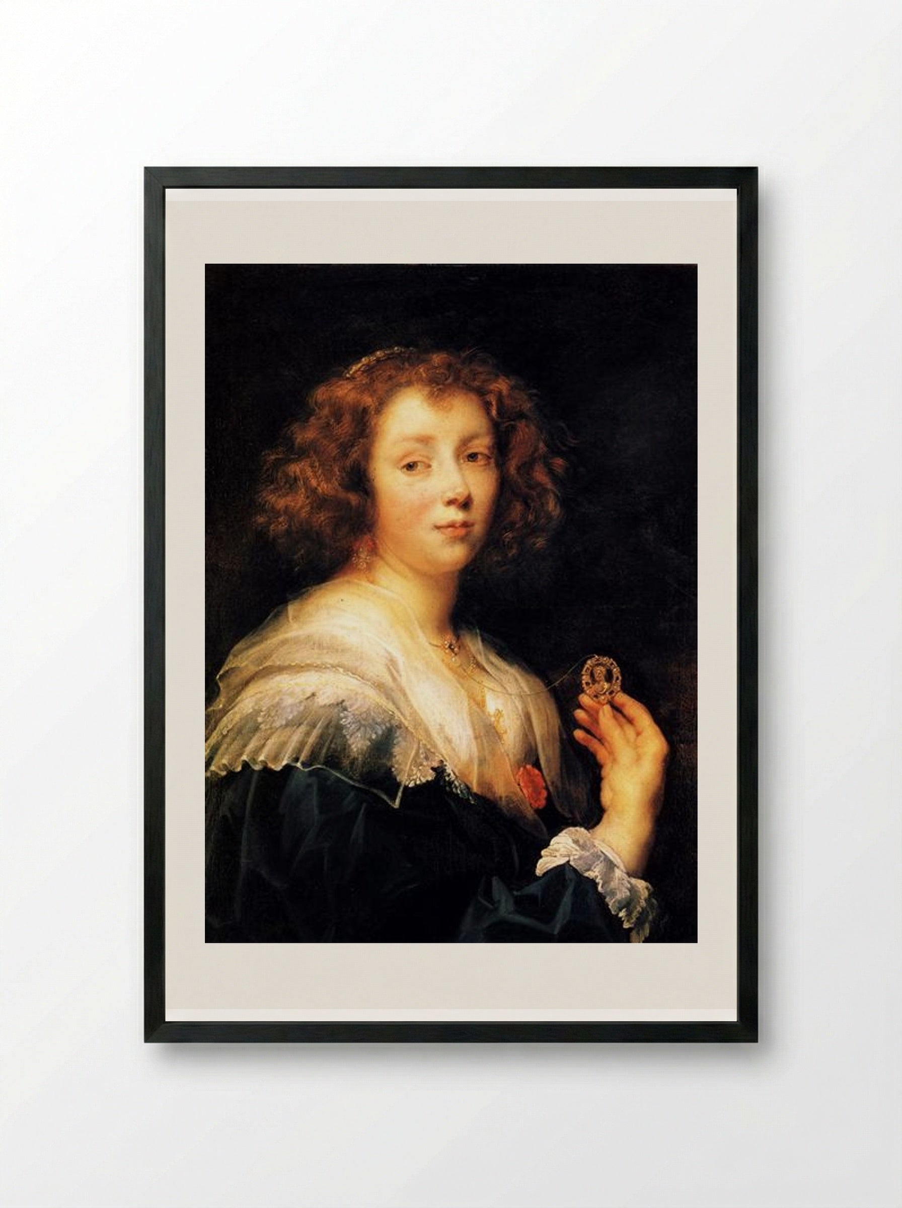 Portrait of a Young Lady - Jacob Jordaens - Framed Print Black