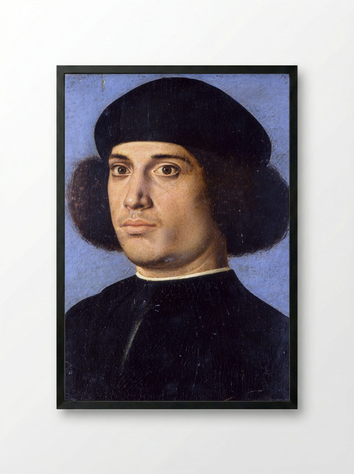 Portrait of a Young Man - Andrea Previtali - Framed Print Black