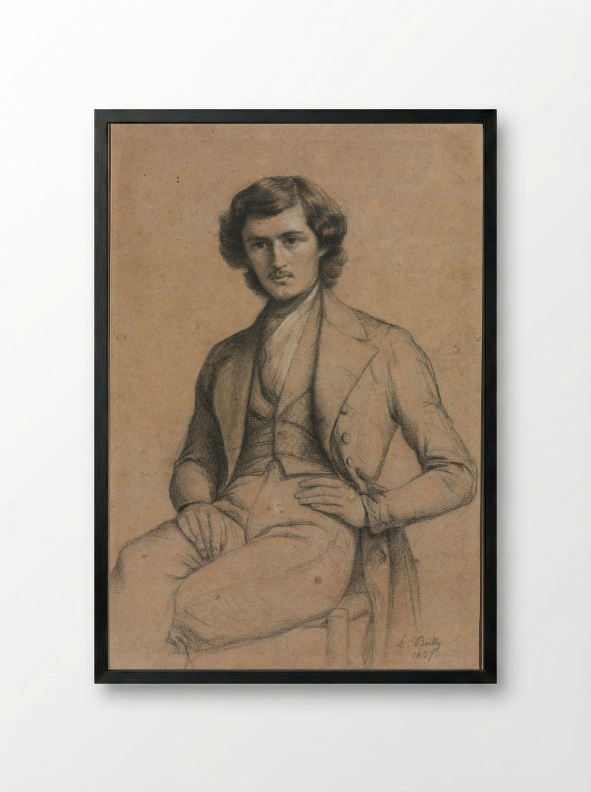 Portrait of a Young Man - Louis Léopold Boilly - Framed Print Black