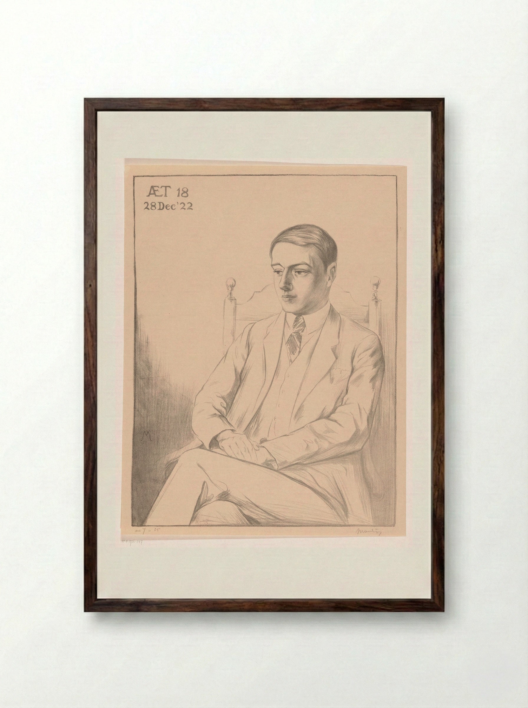 Portrait of a Young Man - Simon Moulijn - Framed Print Dark Wood