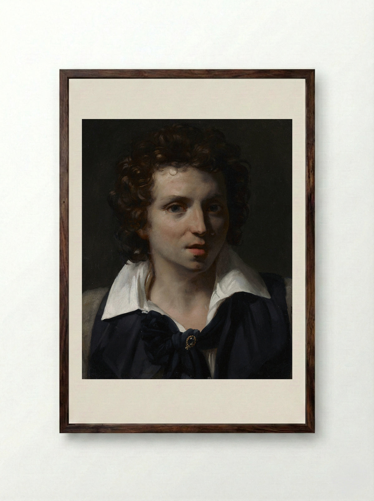 Portrait of a Young Man - Théodore Géricault - Framed Print Dark Wood