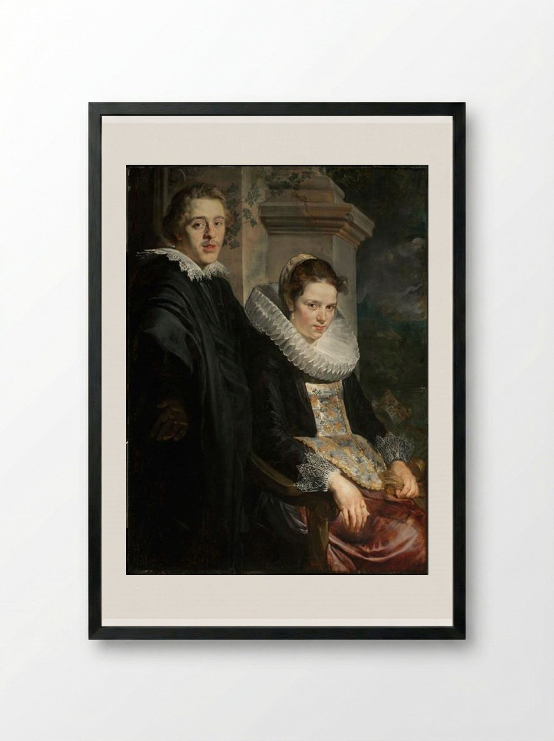 Portrait of a Young Married Couple - Jacob Jordaens - Framed Print Black