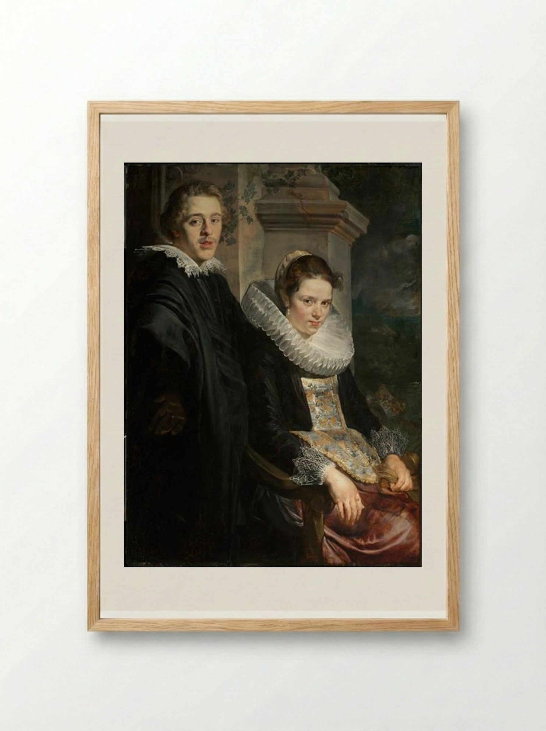 Portrait of a Young Married Couple - Jacob Jordaens - Framed Print Wood