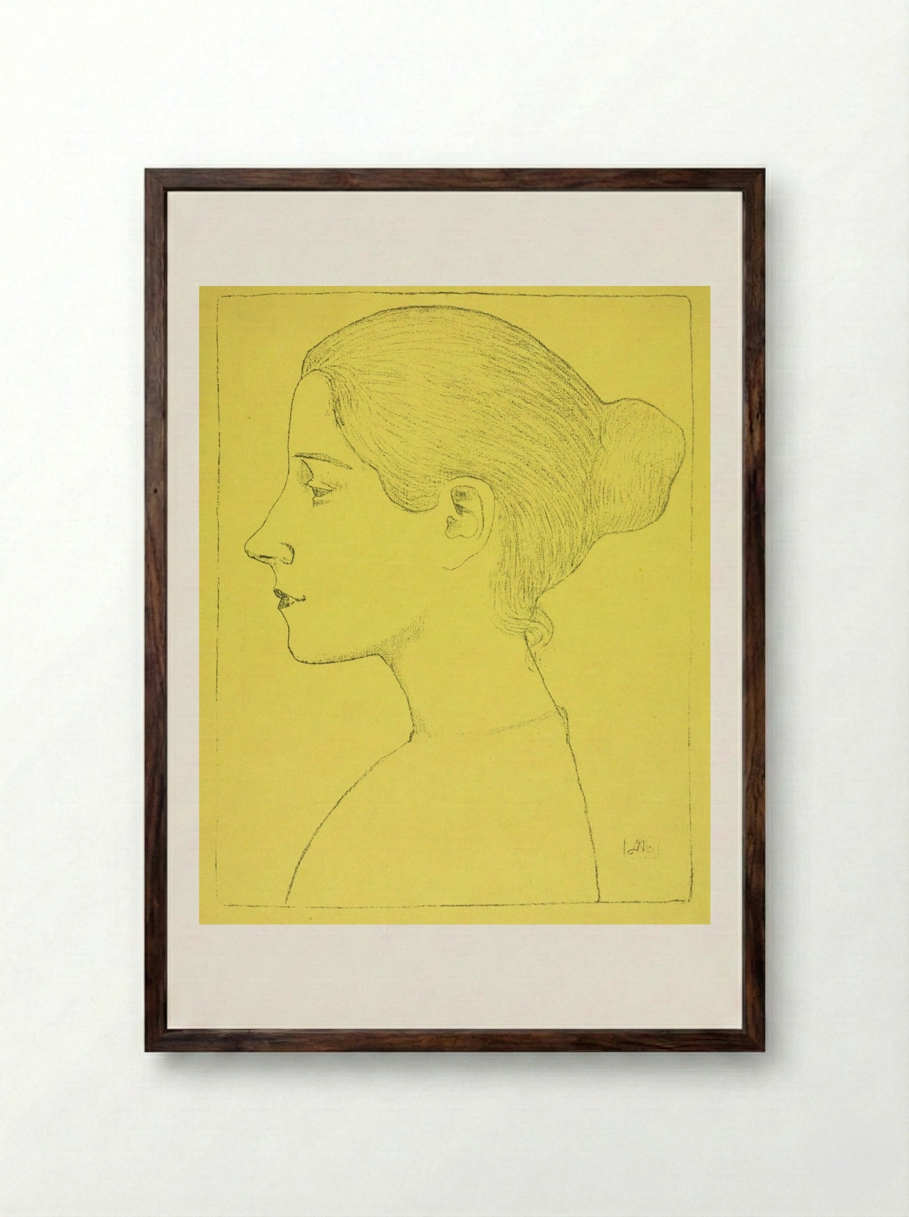 Portrait of a Young Woman (Profil de jeune fille) - Aristide Maillol - Framed Print Dark Wood