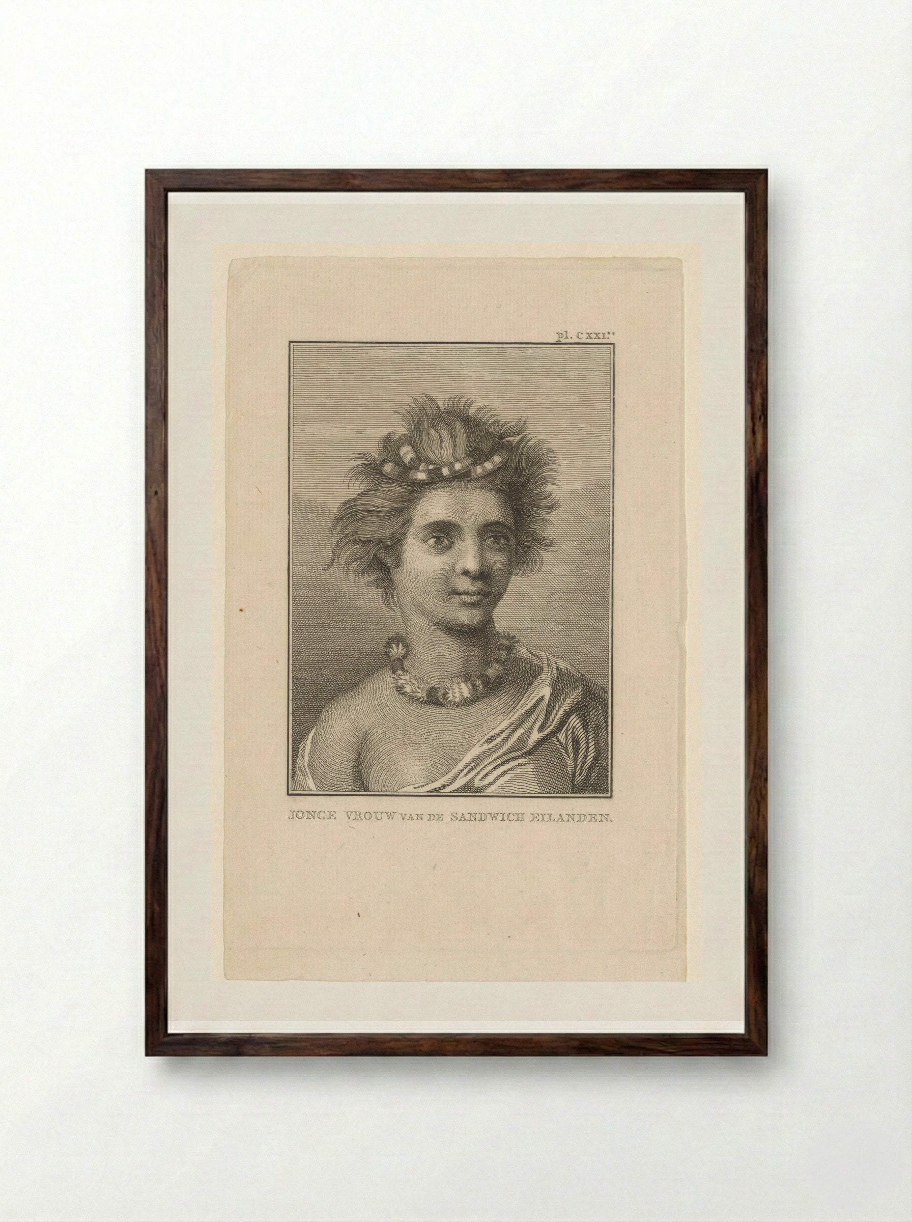 Portrait of a Young Woman from the Sandwich Islands - Various Artists - Framed Print Dark Wood