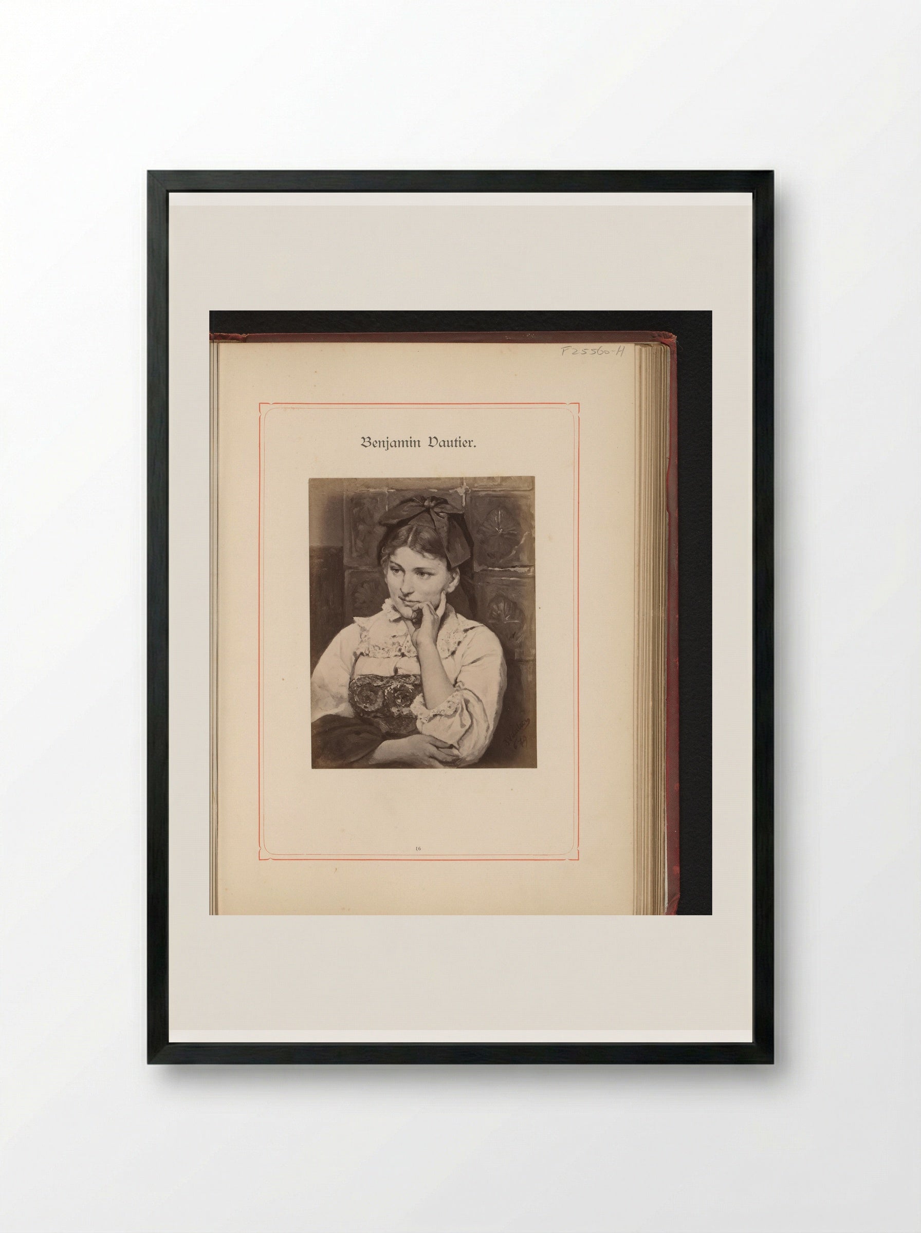 Portrait of a Young Woman - Benjamin Vautier - Framed Print Black