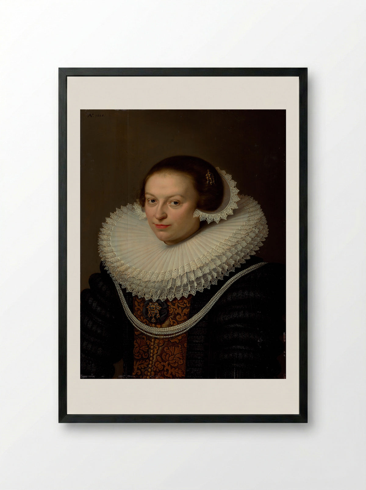 Portrait of a Young Woman - David Bailly - Framed Print Black
