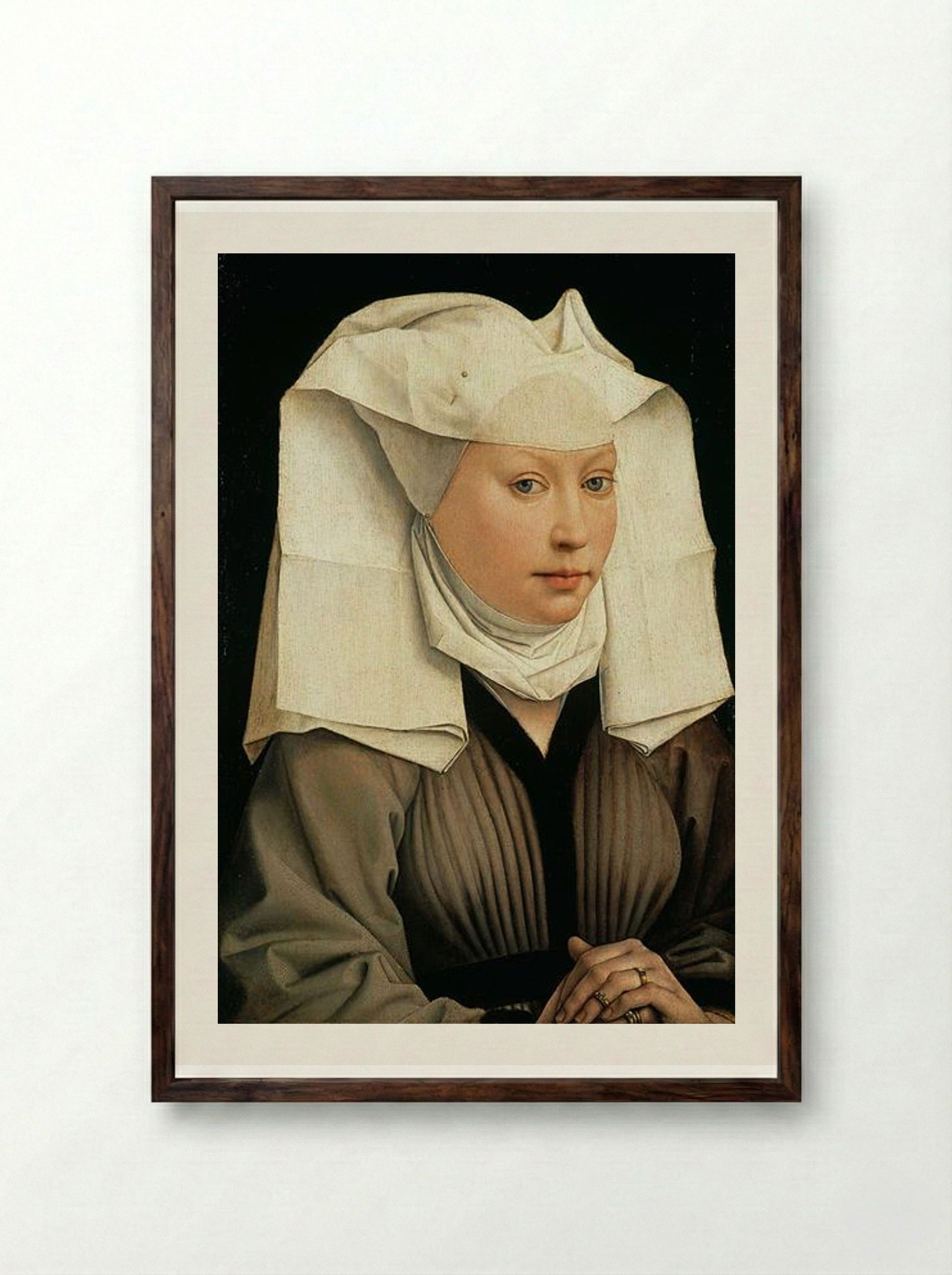 Portrait of a Young Woman - Rogier van der Weyden - Framed Print Dark Wood