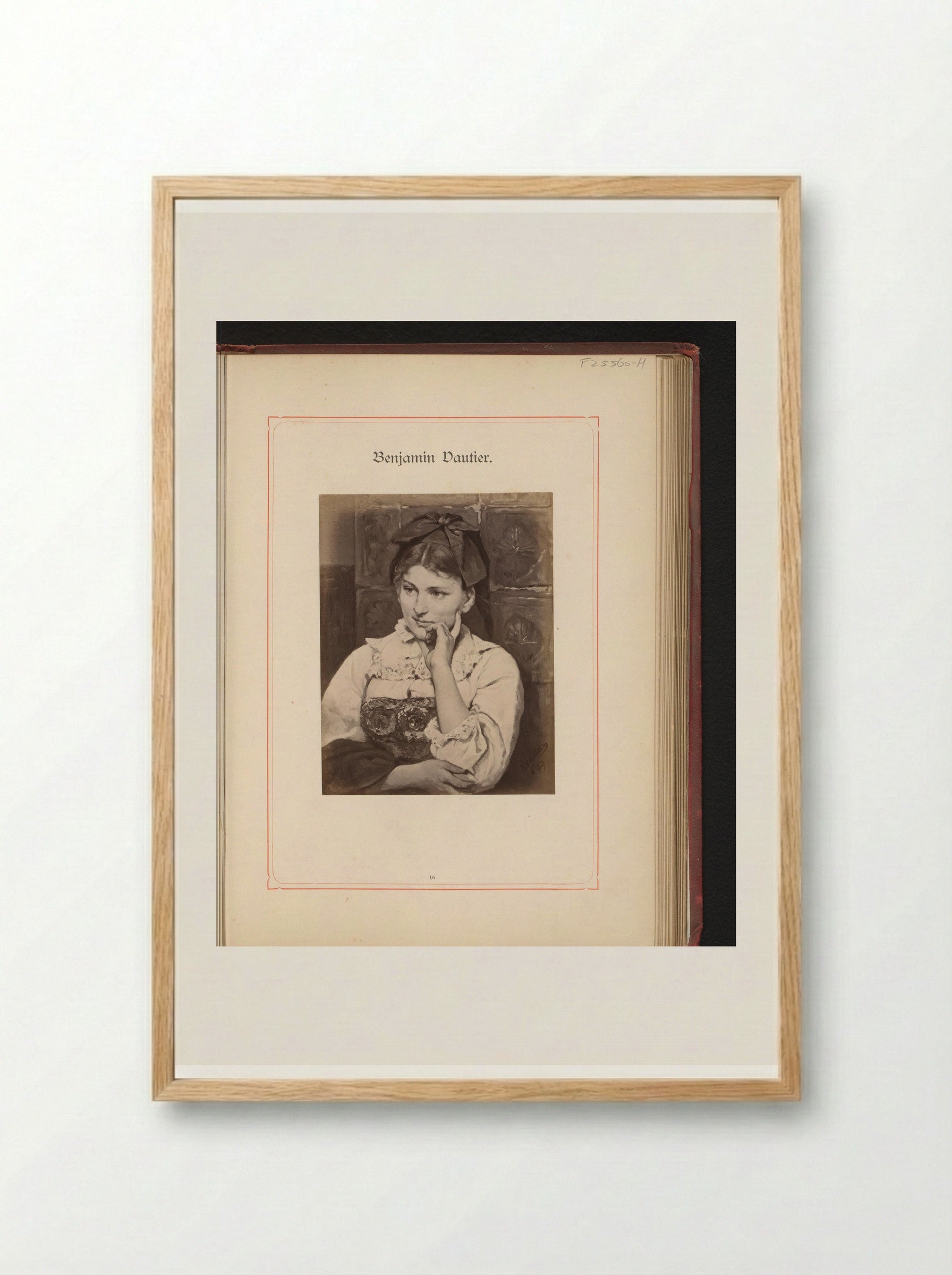 Portrait of a Young Woman - Benjamin Vautier - Framed Print Wood