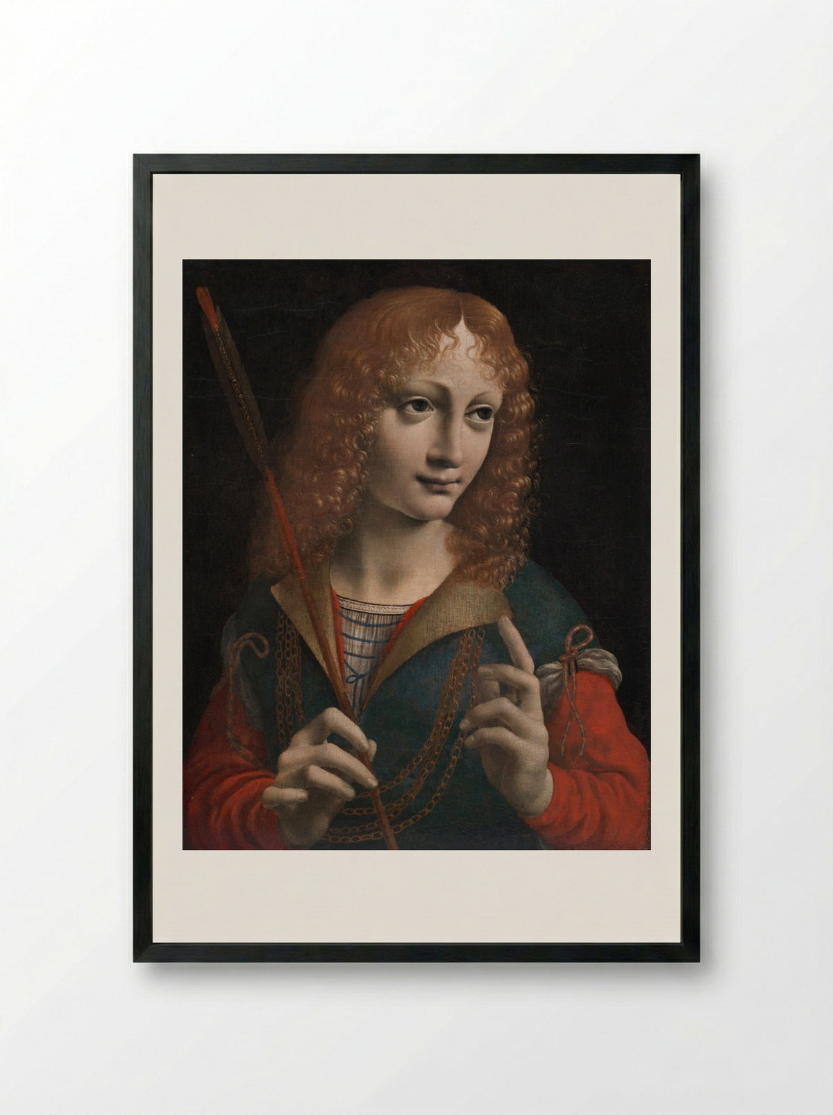 Portrait of a Youth as Saint Sebastian - Marco d'Oggiono - Framed Print Black