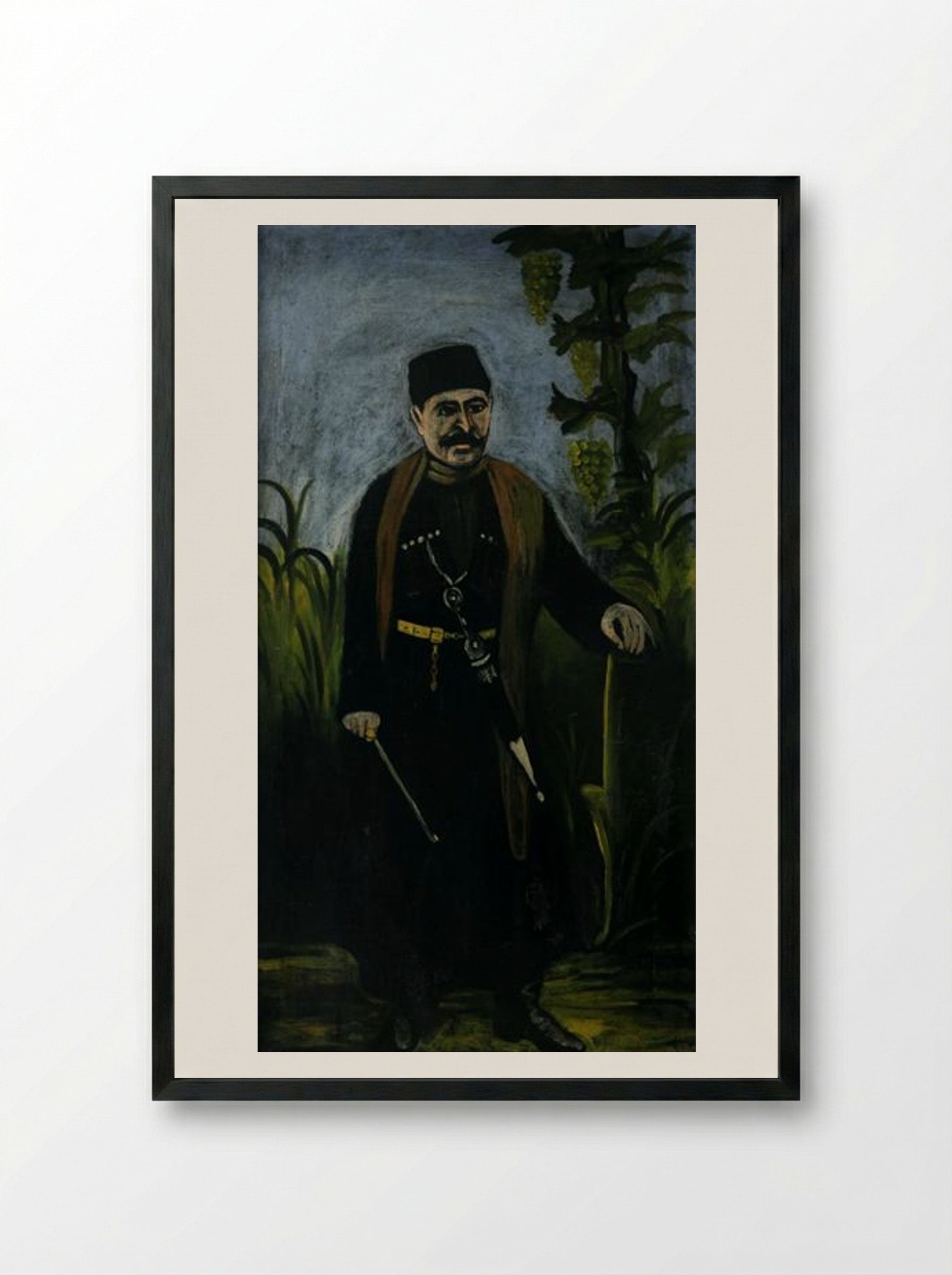 Portrait of a wealthy peasant - Niko Pirosmani - Framed Print Black