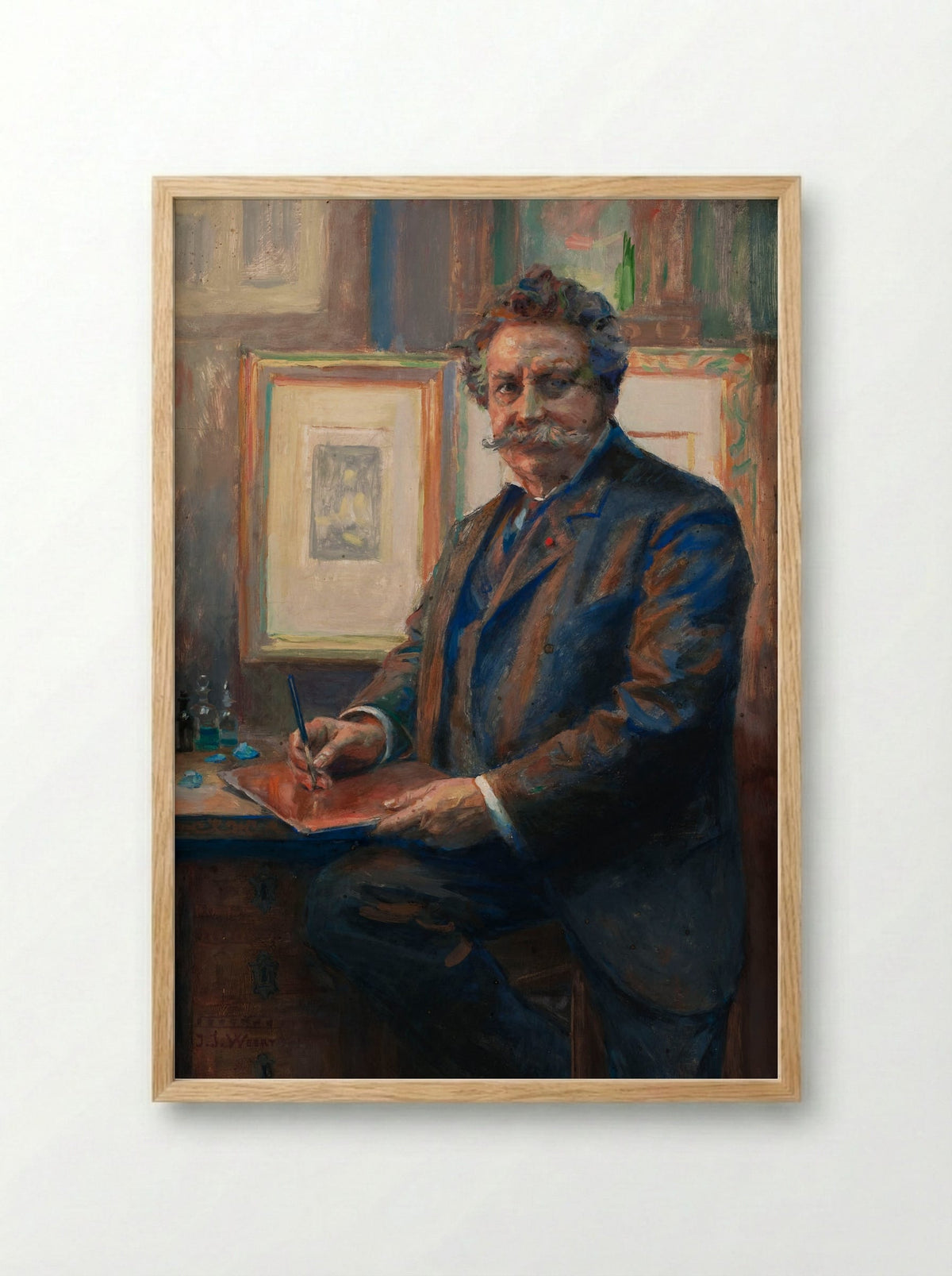 Portrait of an Artist - Charles Albert Waltner - Framed Print Wood