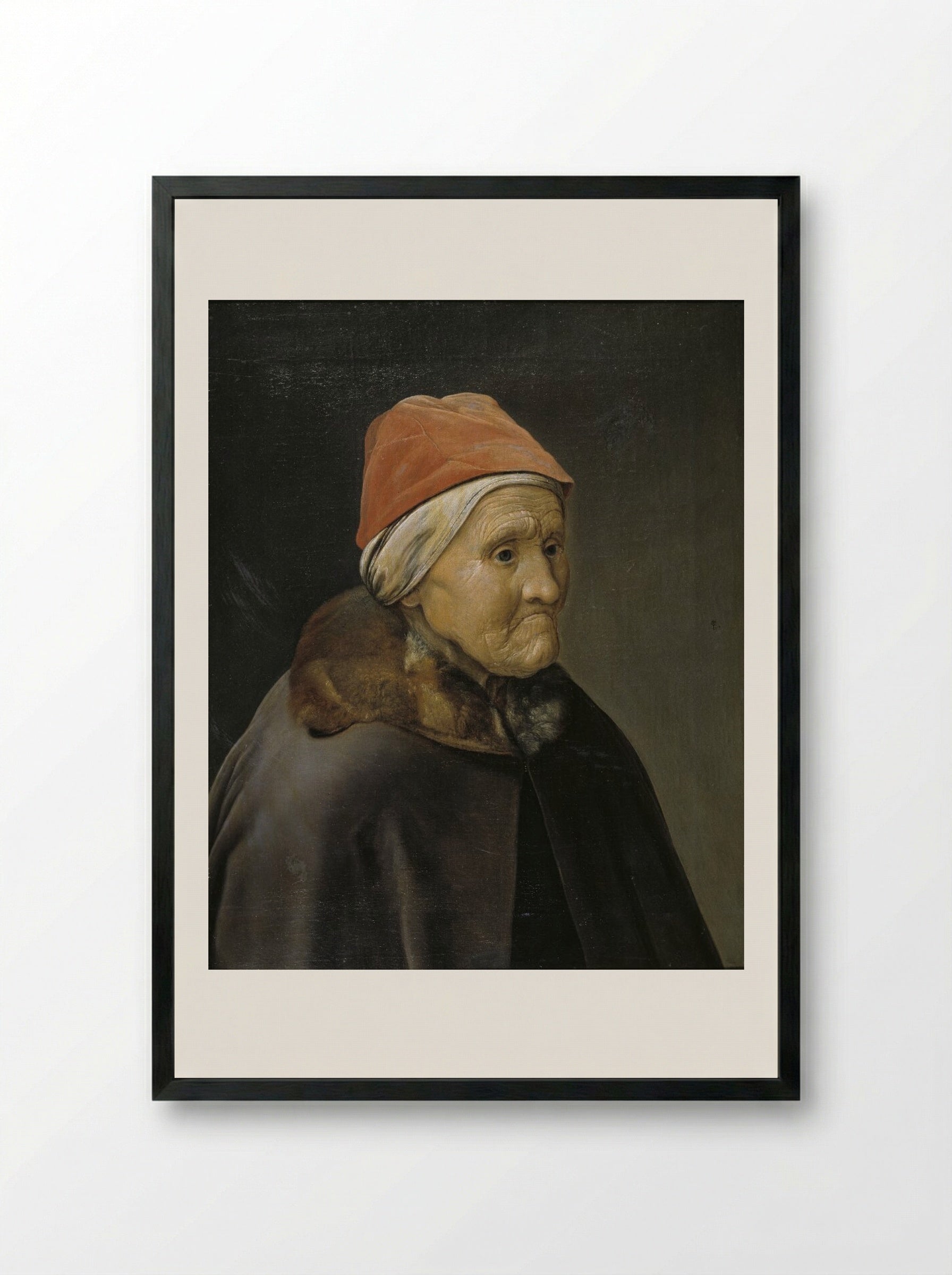 Portrait of an Elderly Woman - Monogrammist IS - Framed Print Black