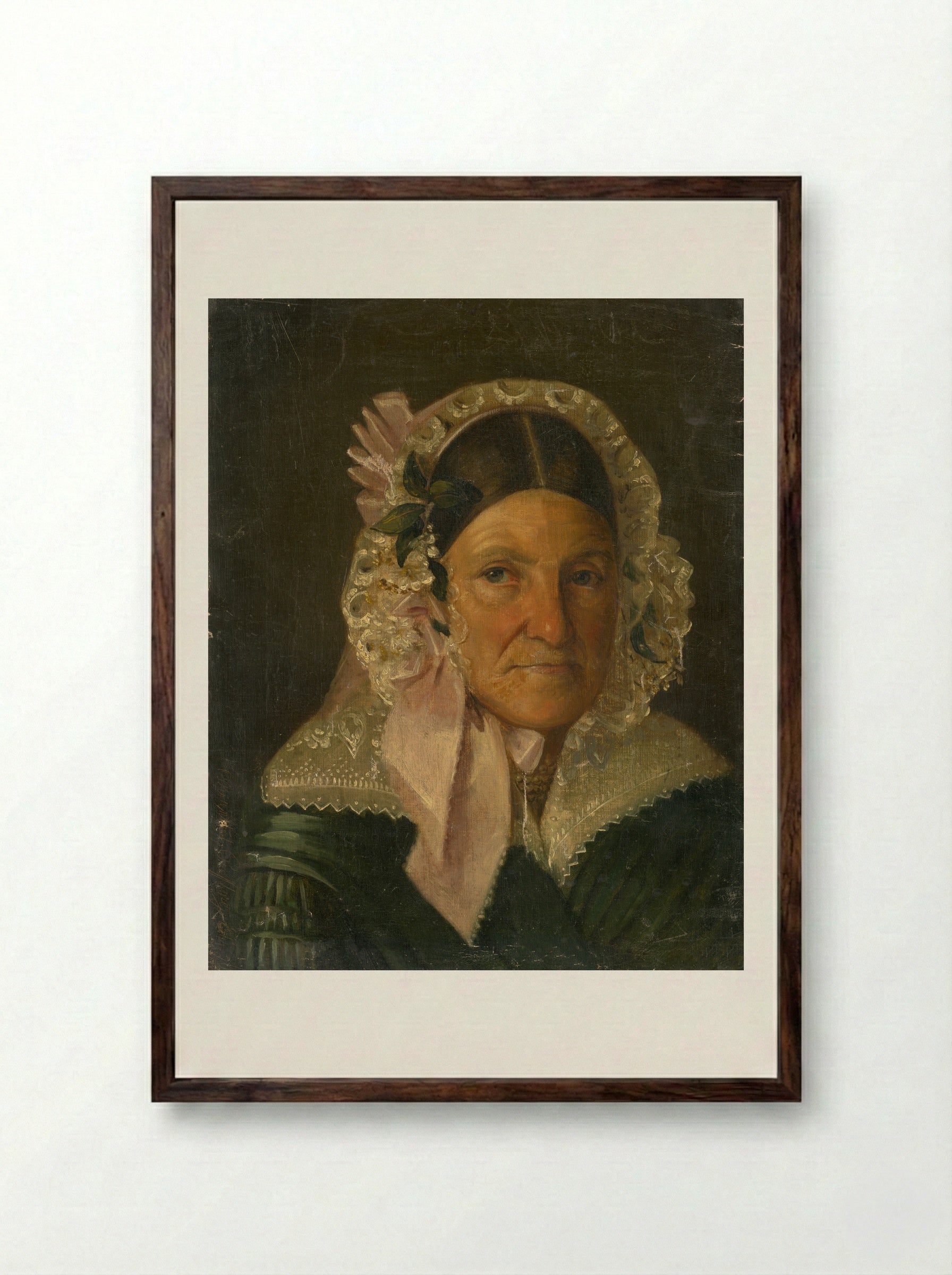 Portrait of an Elderly Woman - Constantin Daniel Rosenthal - Framed Print Dark Wood