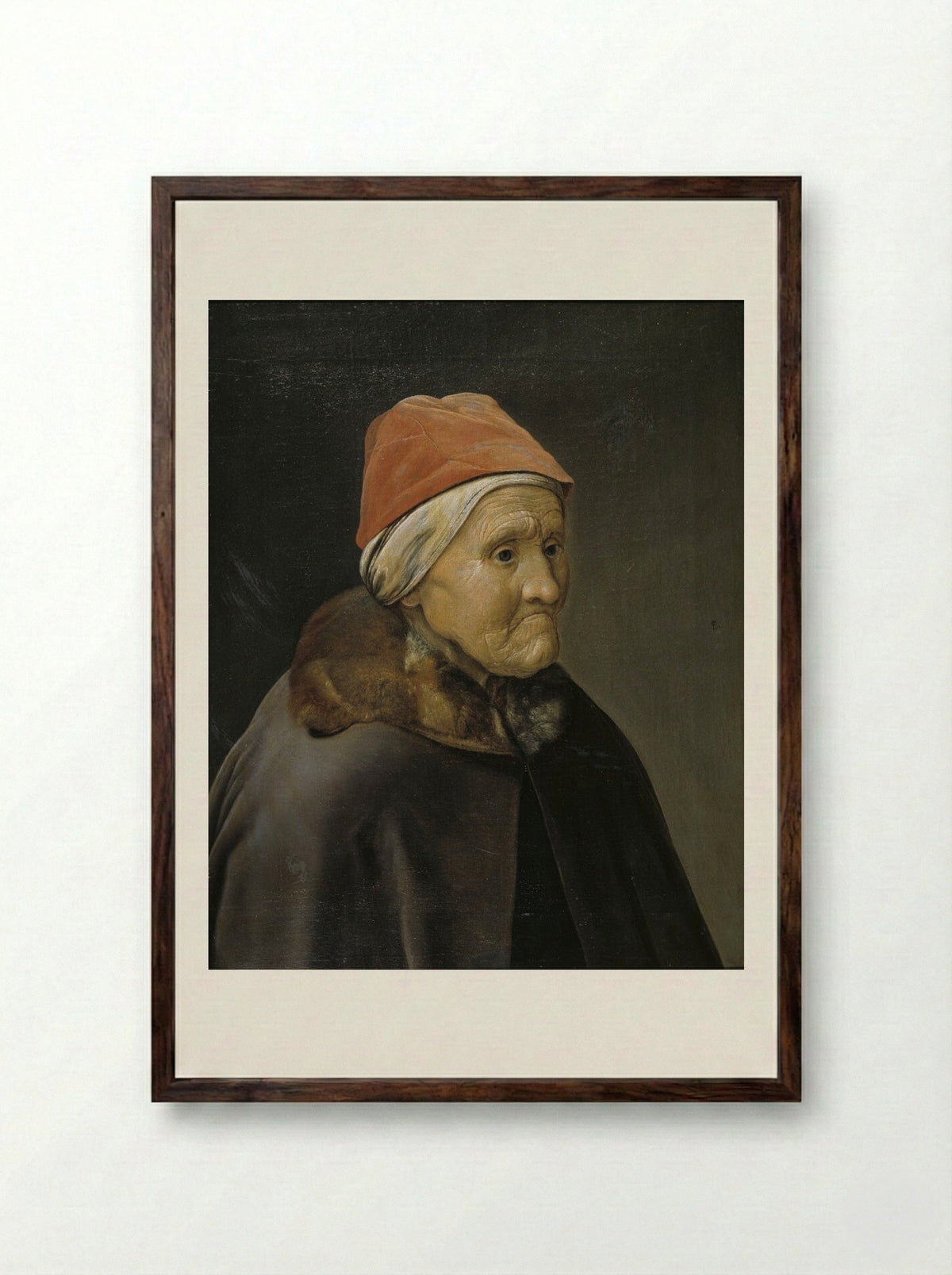 Portrait of an Elderly Woman - Monogrammist IS - Framed Print Dark Wood