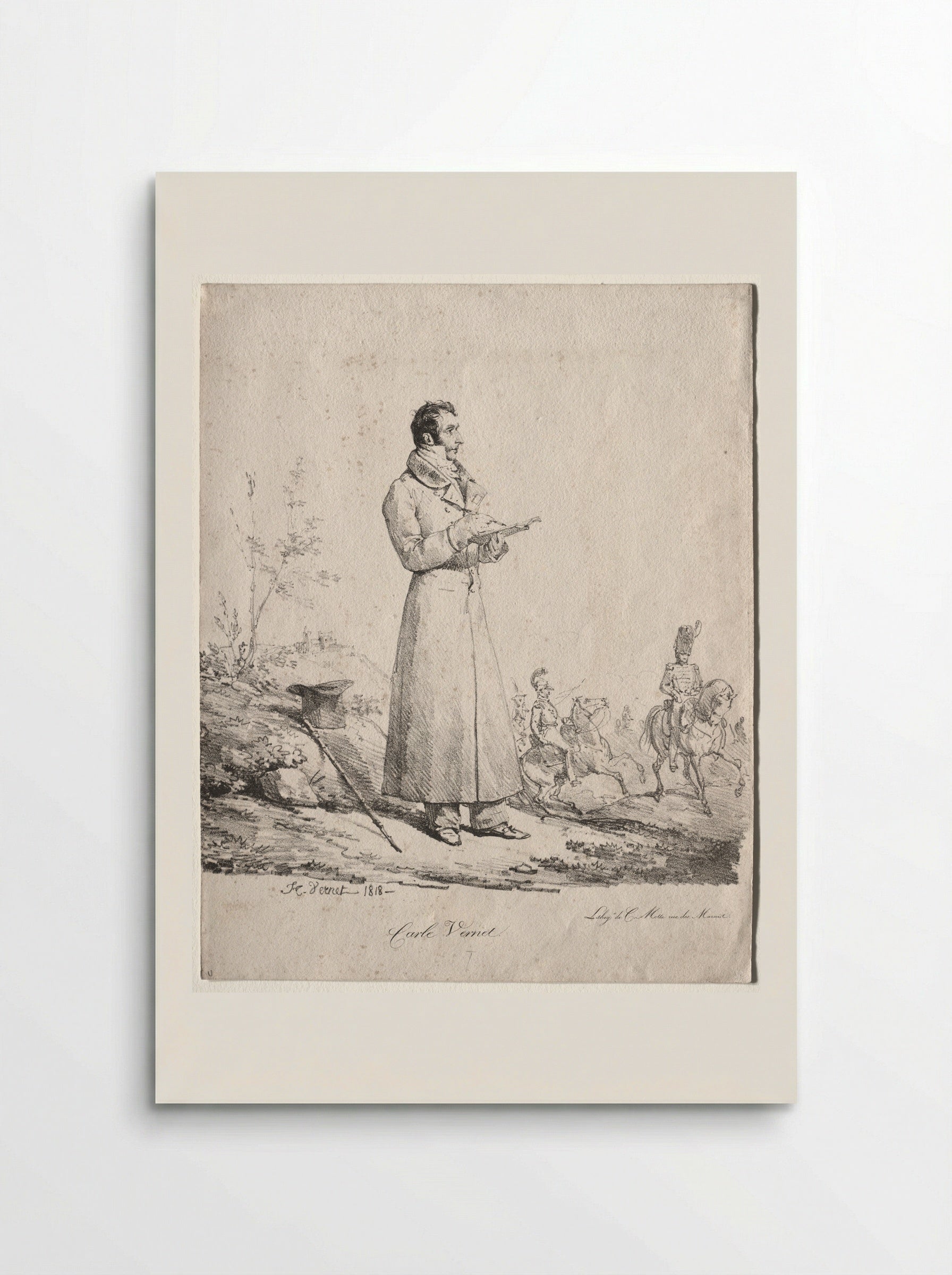 Portrait of an Officer Sketching - Antoine-Charles-Horace Vernet - Poster