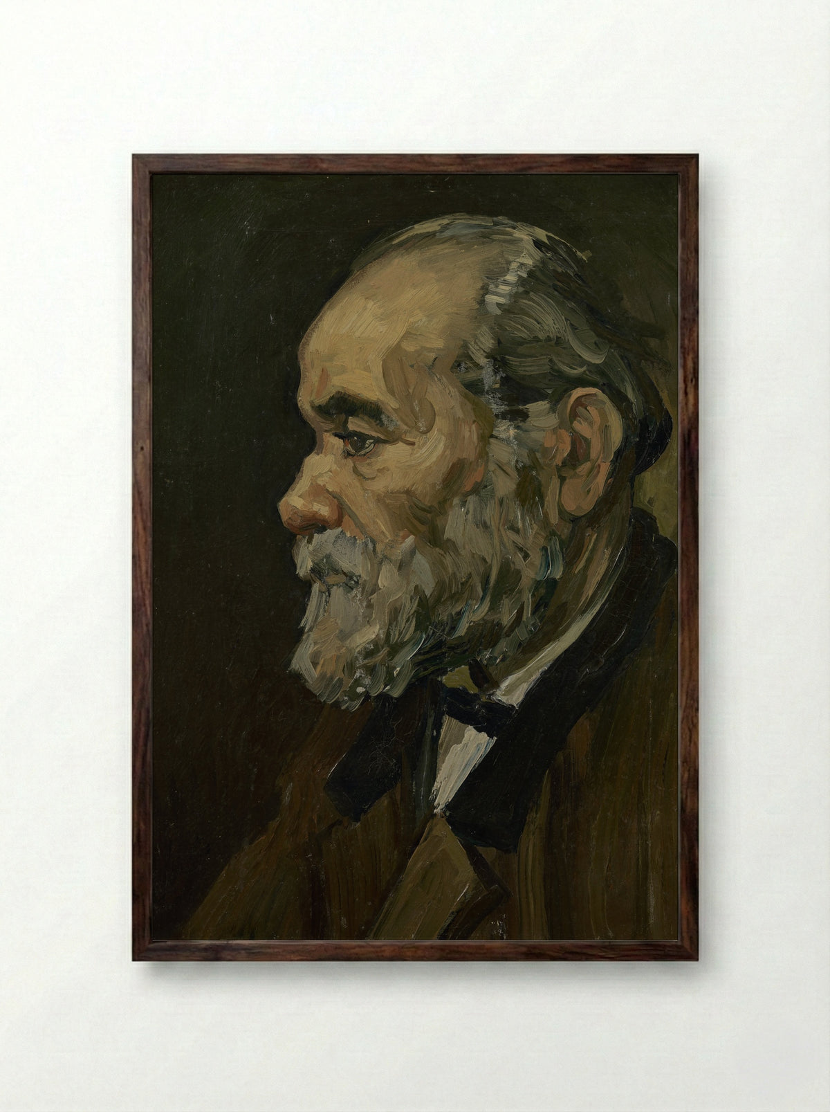 Portrait of an Old Man with Beard - Vincent van Gogh - Framed Print Dark Wood