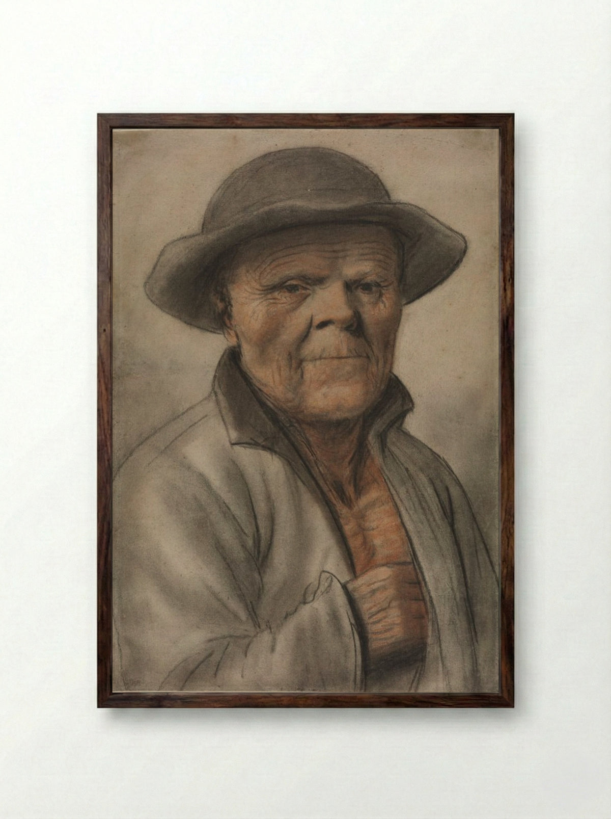 Portrait of an Old Man - Nicolas Lagneau - Framed Print Dark Wood