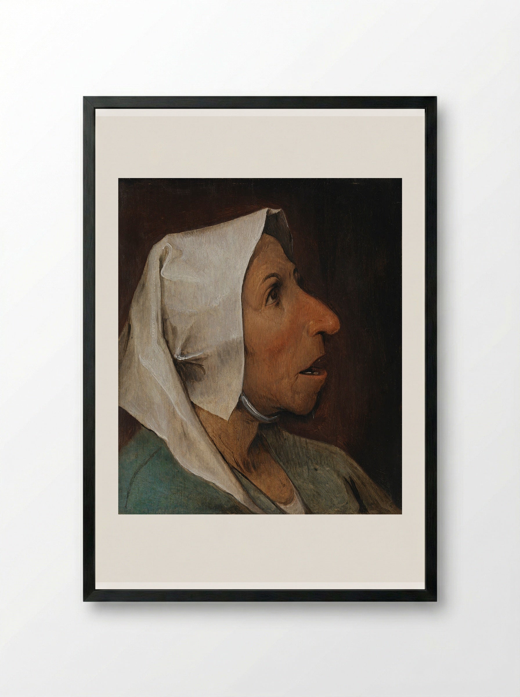 Portrait of an Old Woman - Pieter Bruegel the Elder - Framed Print Black