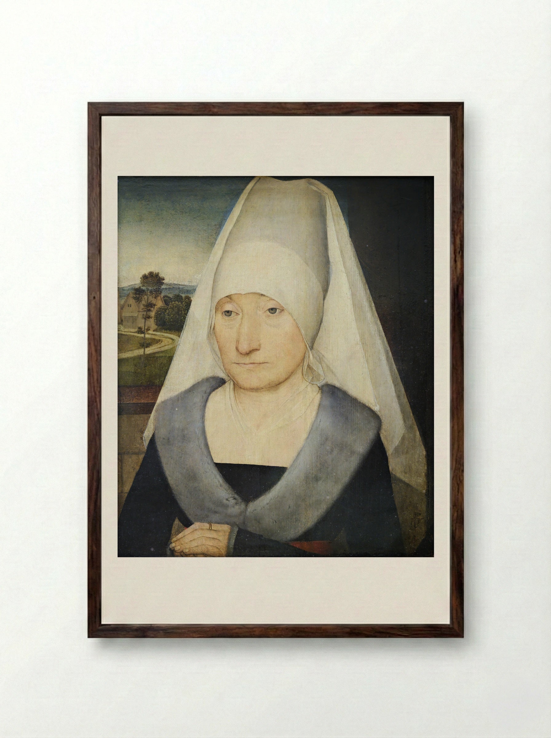 Portrait of an Old Woman - Hans Memling - Framed Print Dark Wood