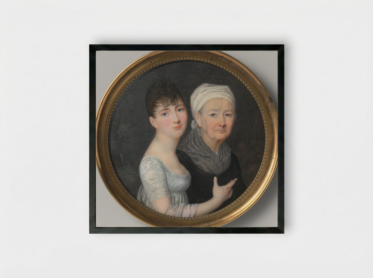 Portrait of an Old and a Young Woman - Anthony Stewart - Framed Print Black