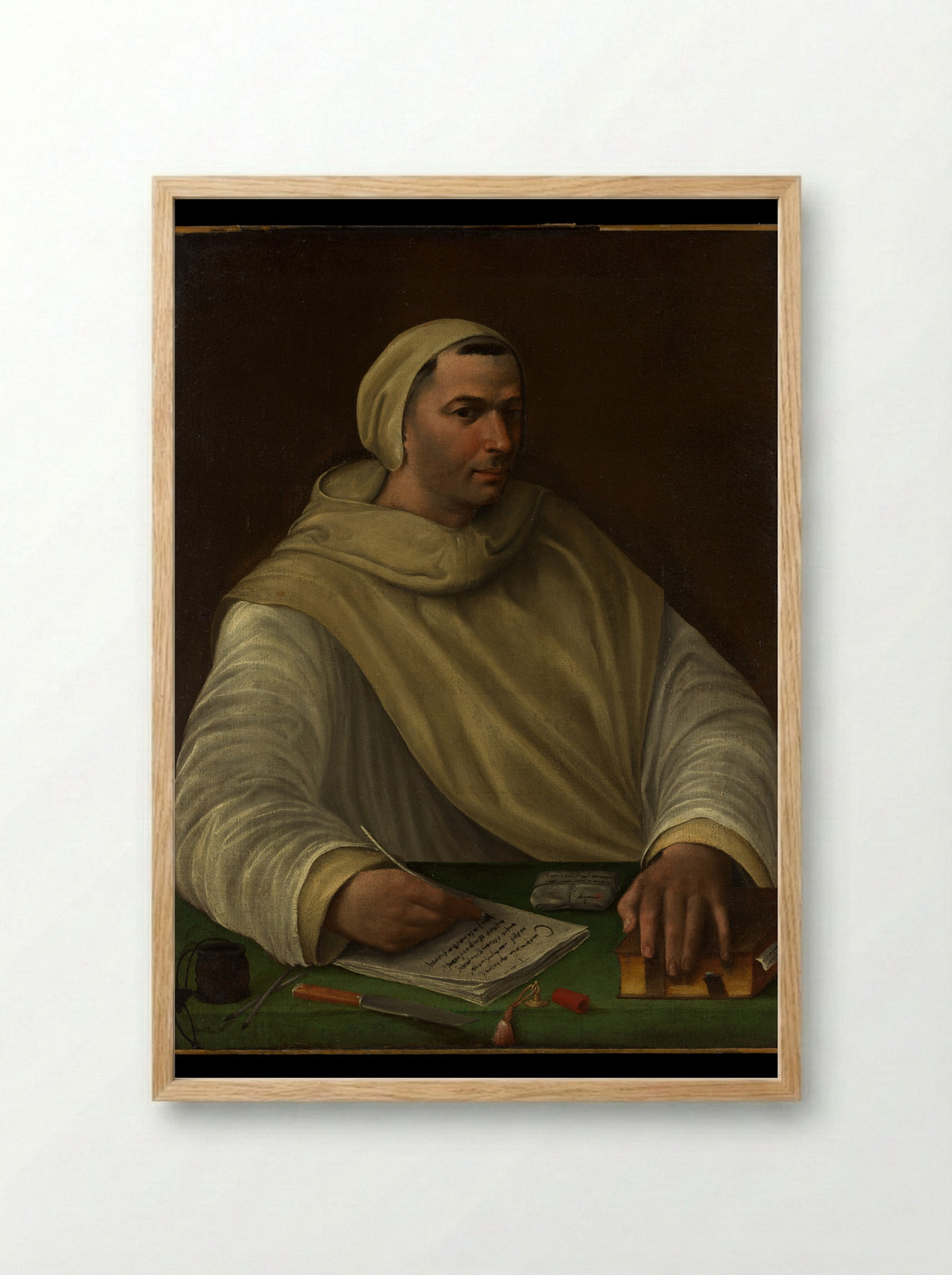 Portrait of an Olivetan Monk - Baldassarre Tommaso Peruzzi - Framed Print Wood