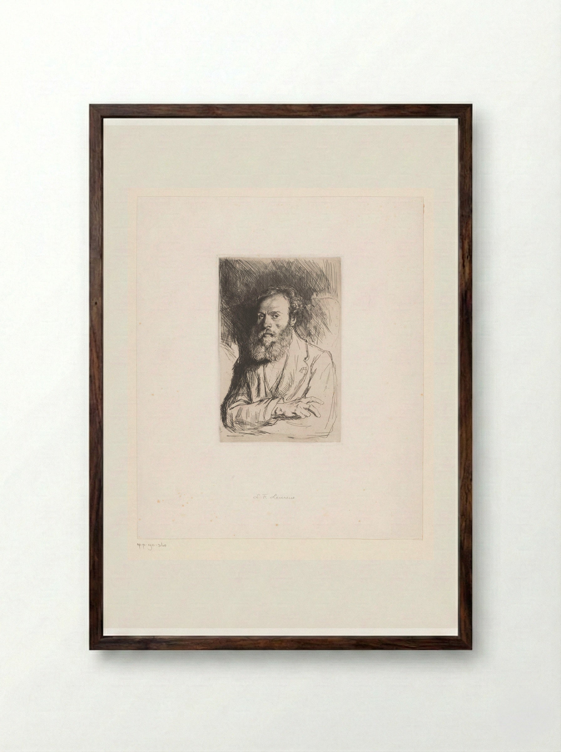 Portrait of an Unknown Man, possibly J.F. Laurens - Léopold Flameng - Framed Print Dark Wood