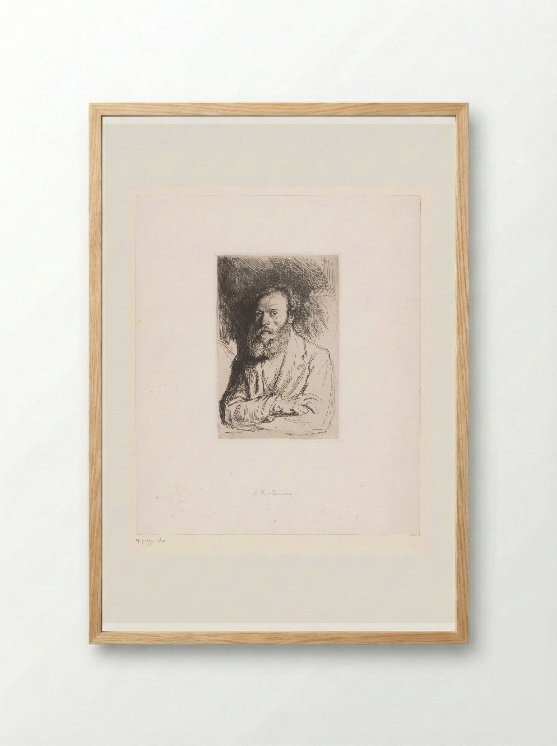 Portrait of an Unknown Man, possibly J.F. Laurens - Léopold Flameng - Framed Print Wood