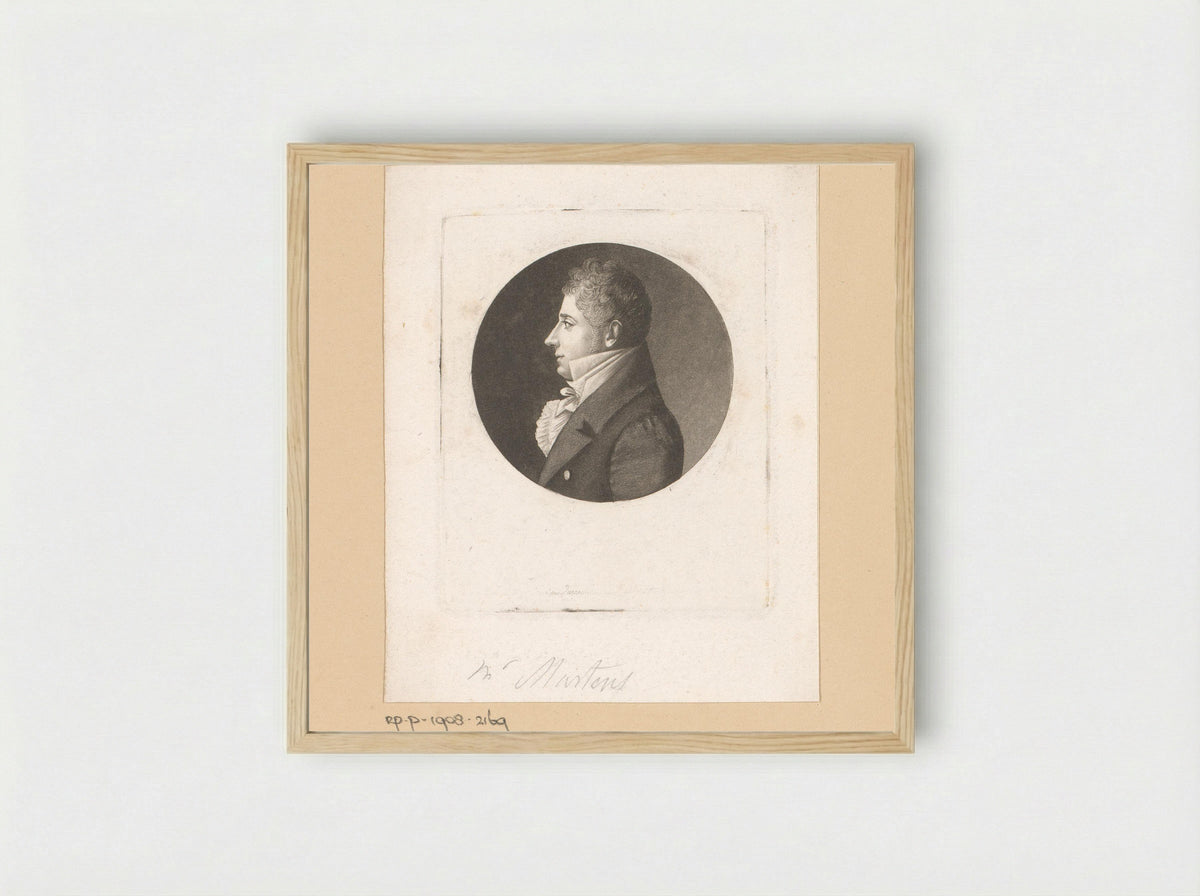 Portrait of an Unknown Man, possibly Martens - Edme Quenedey - Framed Print Wood