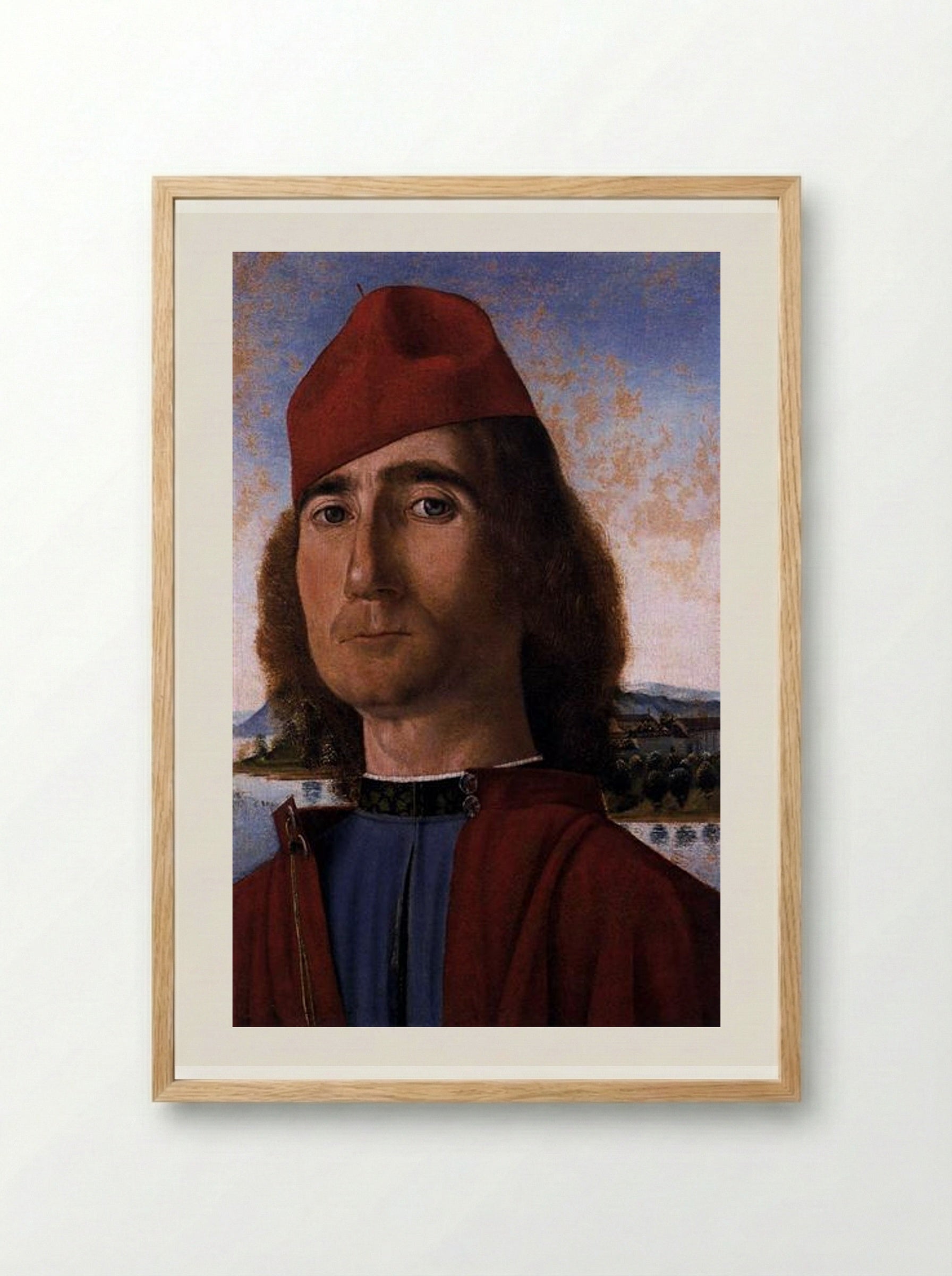Portrait of an Unknown Man with Red Beret - Vittore Carpaccio - Framed Print Wood