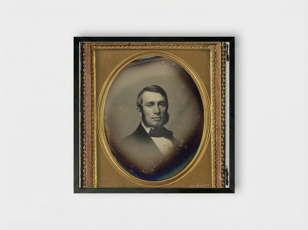 Portrait of an Unknown Man with Sideburns - John Adams Whipple - Framed Print Black