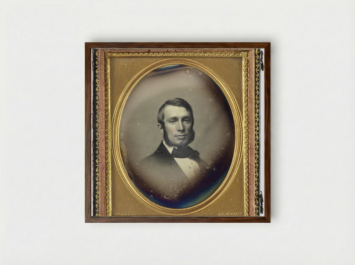 Portrait of an Unknown Man with Sideburns - John Adams Whipple - Framed Print Dark Wood