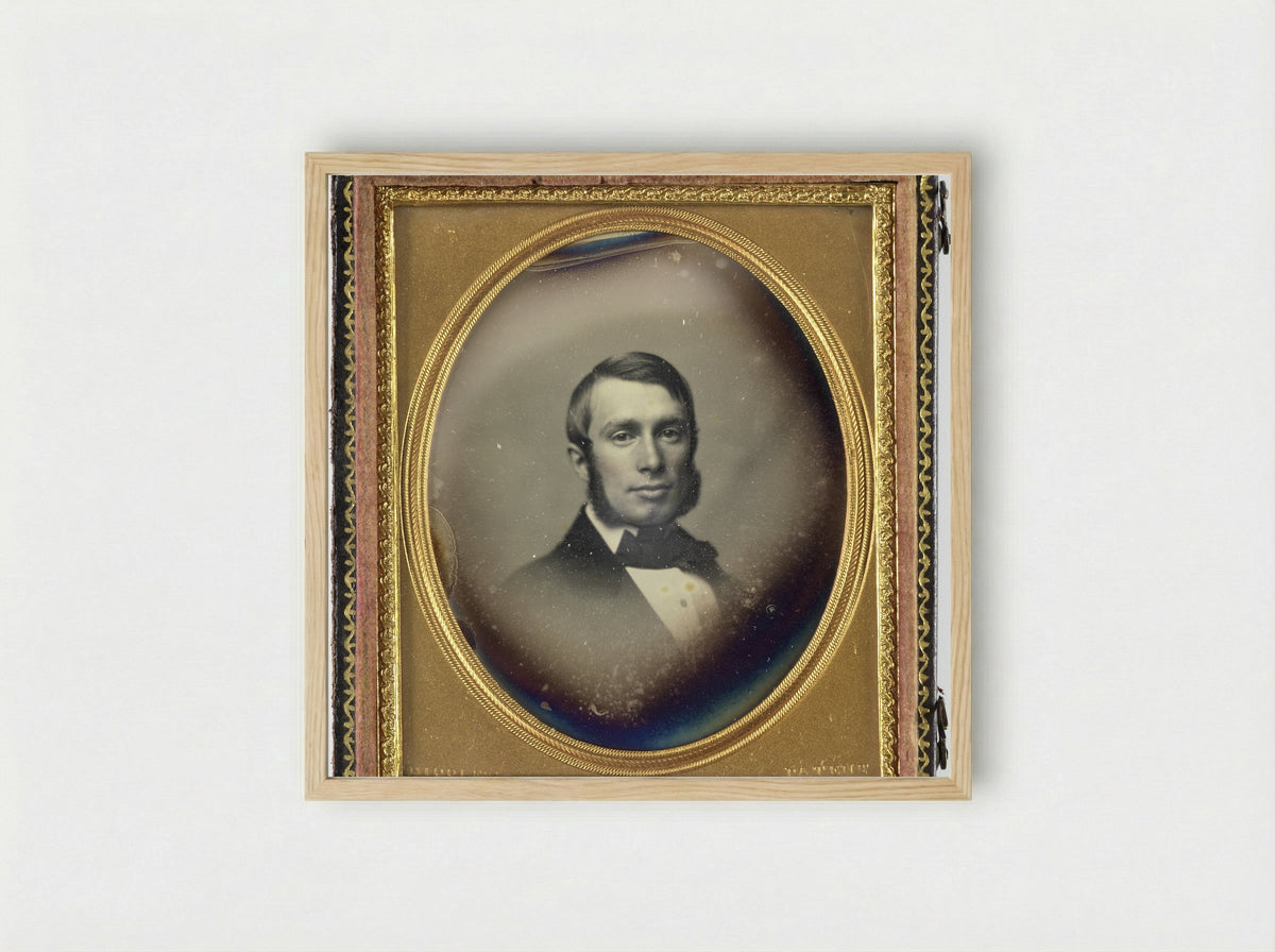Portrait of an Unknown Man with Sideburns - John Adams Whipple - Framed Print Wood