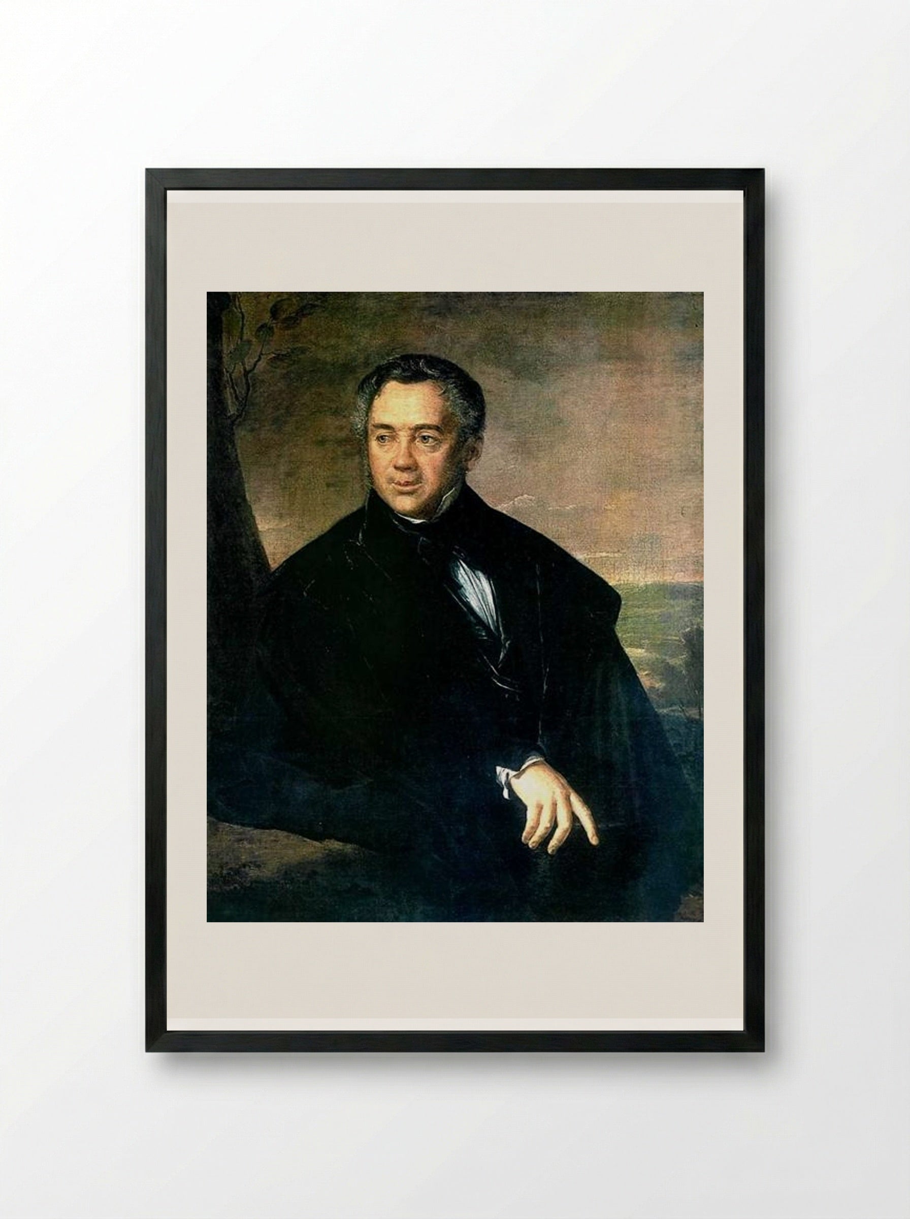 Portrait of an Unknown Man - Vasily Tropinin - Framed Print Black