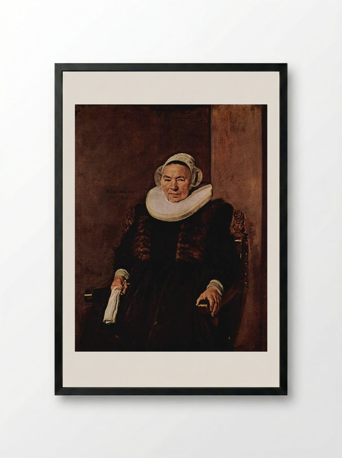 Portrait of an Unknown Woman - Frans Hals - Framed Print Black