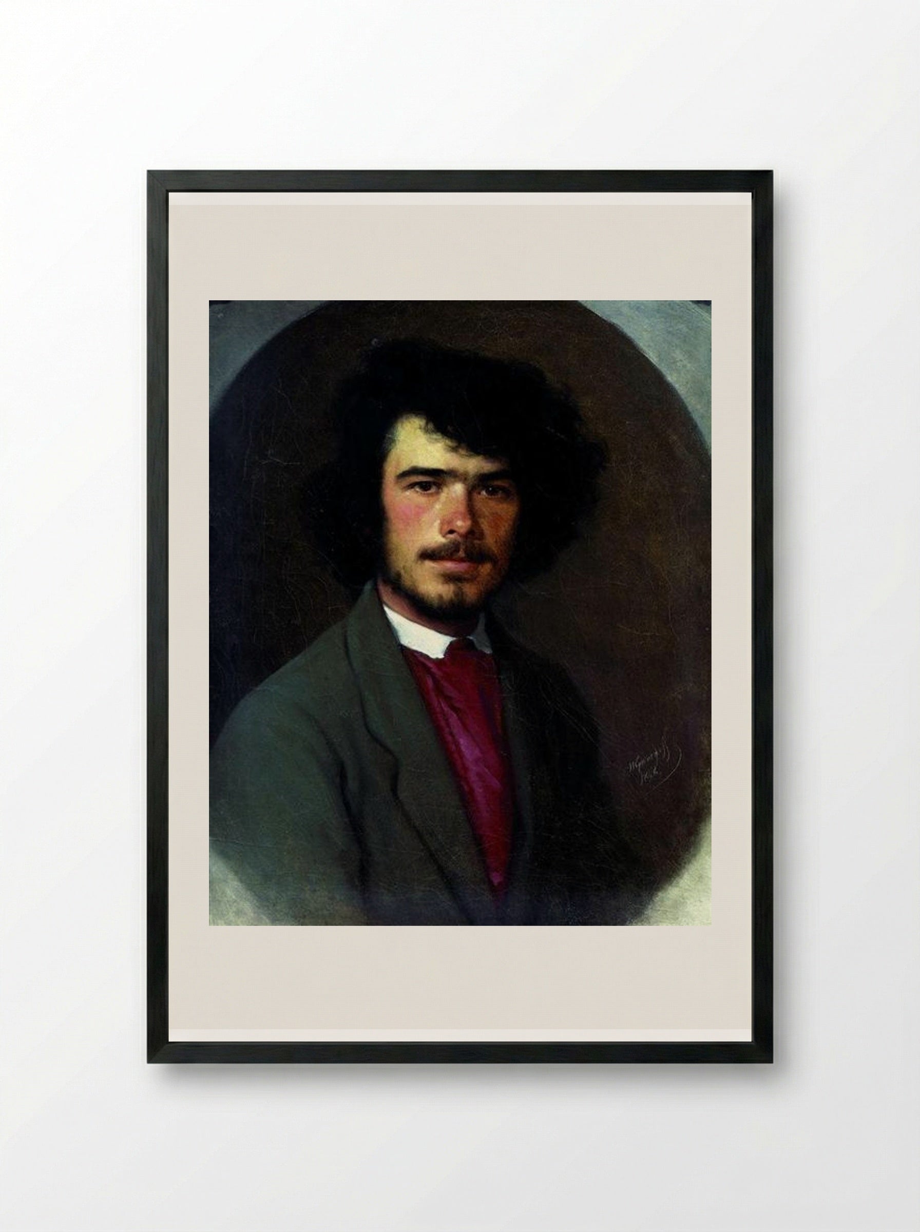 Portrait of an agronomist M.E. Vyunnikov - Ivan Kramskoy - Framed Print Black