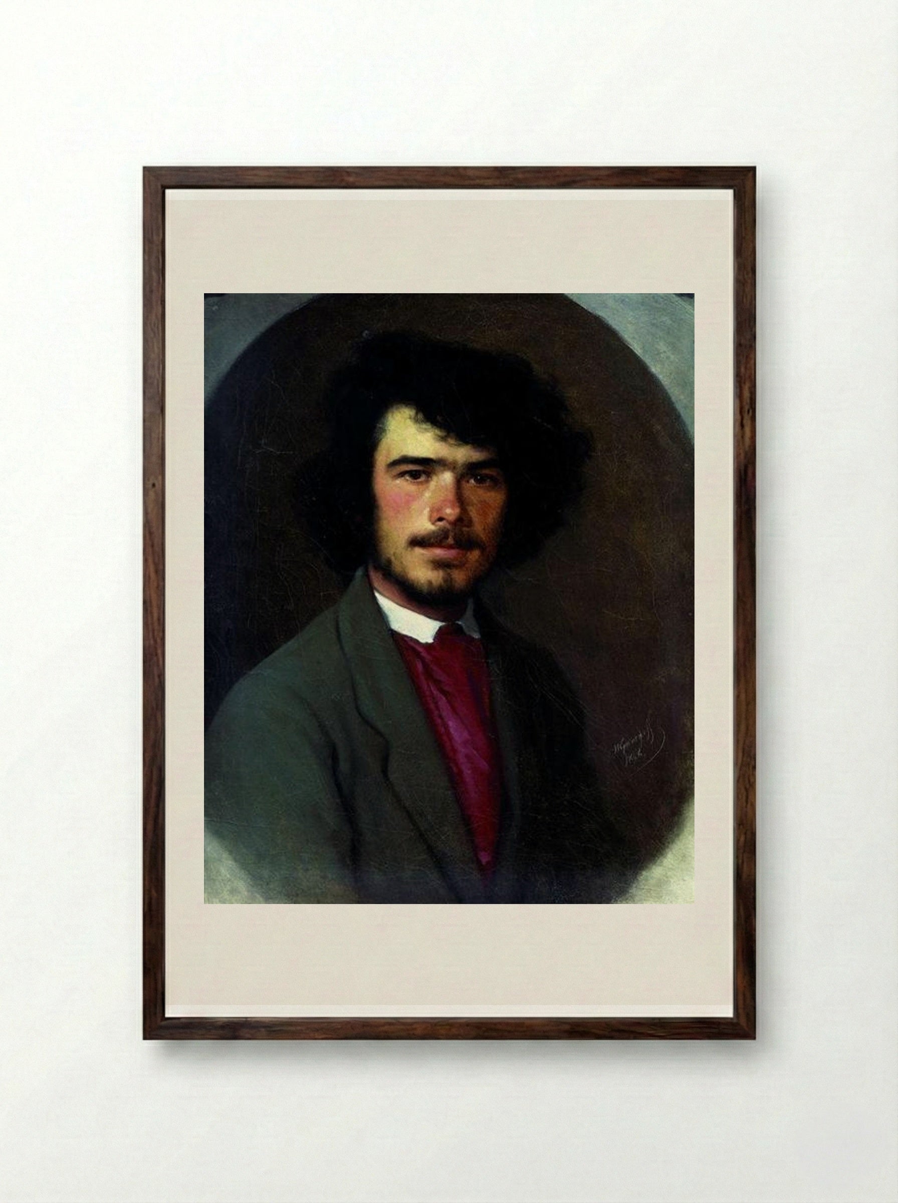 Portrait of an agronomist M.E. Vyunnikov - Ivan Kramskoy - Framed Print Dark Wood