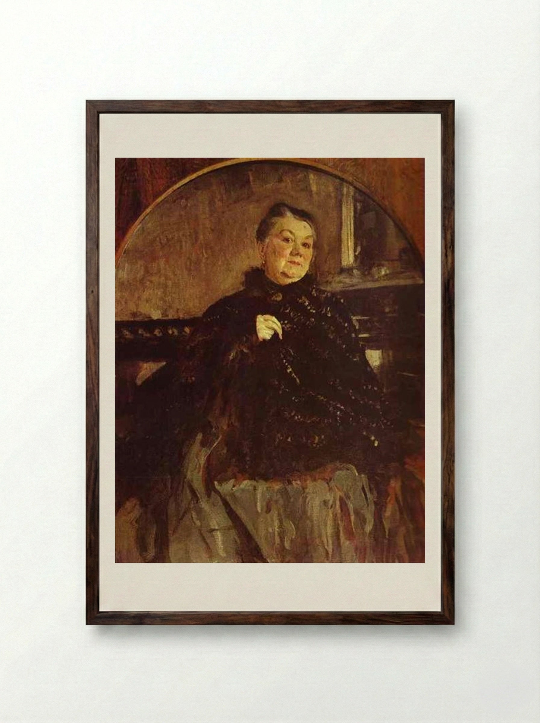 Portrait of the Actress Glikeria Fedotova - Valentin Serov - Framed Print Dark Wood