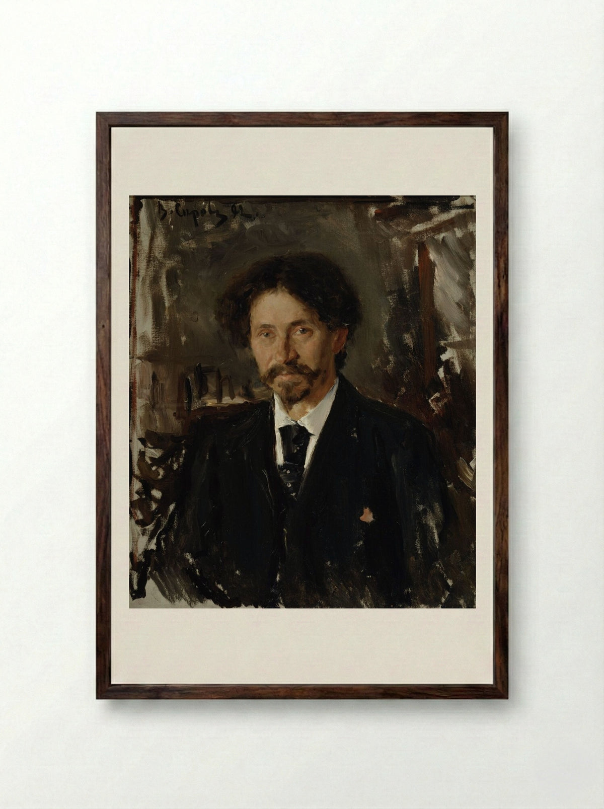 Portrait of the Artist Ilya Repin - Valentin Serov - Framed Print Dark Wood