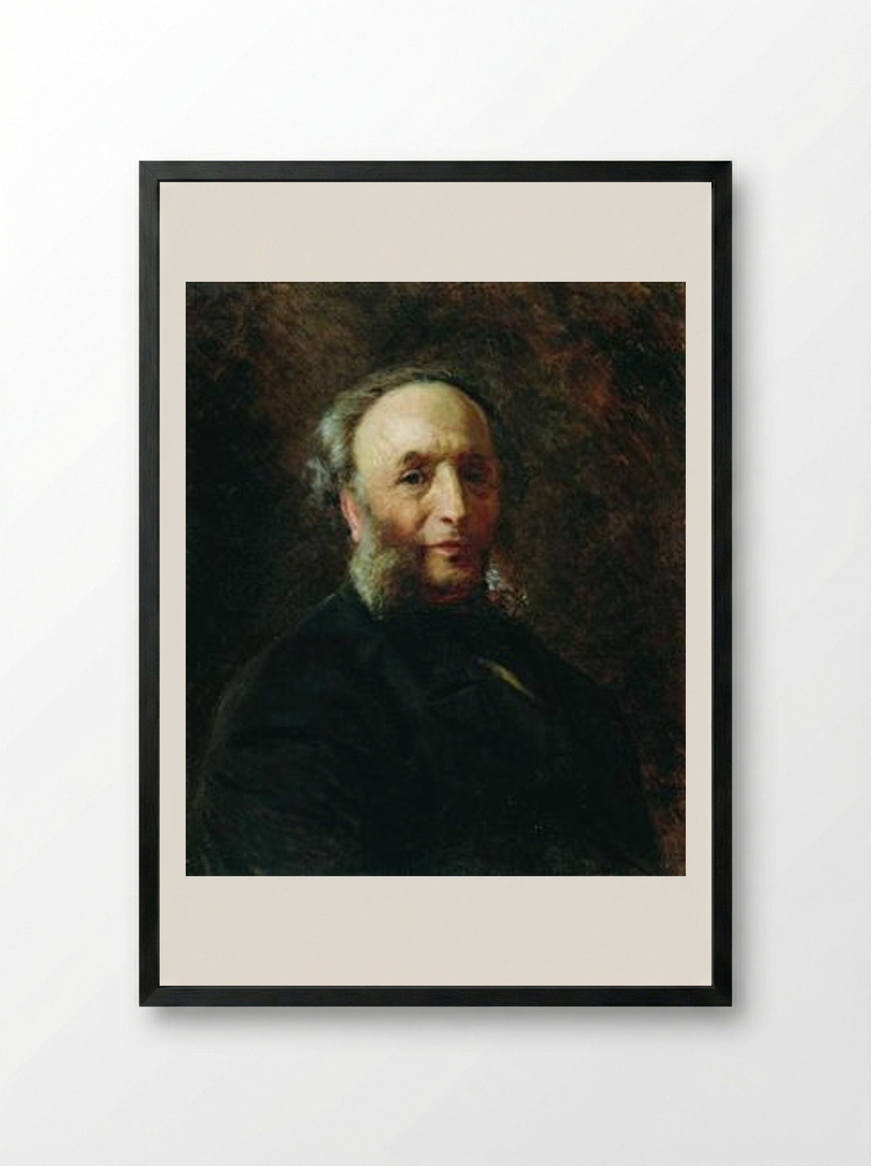 Portrait of the Artist Ivan Aivazovsky - Konstantin Makovsky - Framed Print Black
