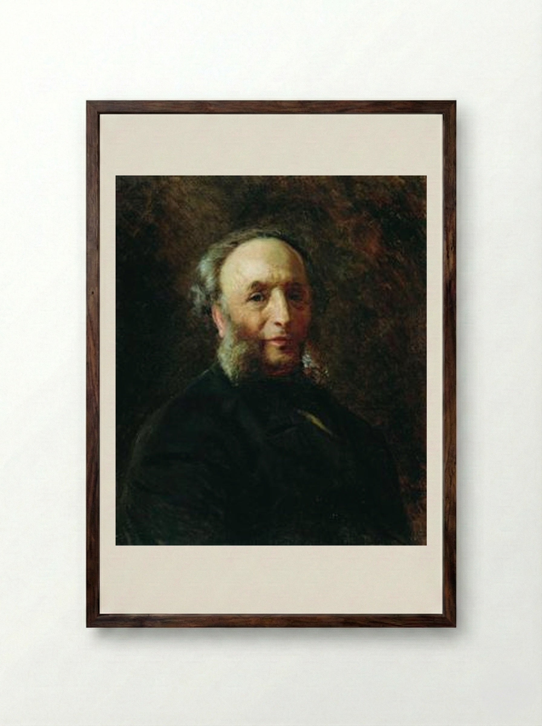 Portrait of the Artist Ivan Aivazovsky - Konstantin Makovsky - Framed Print Dark Wood