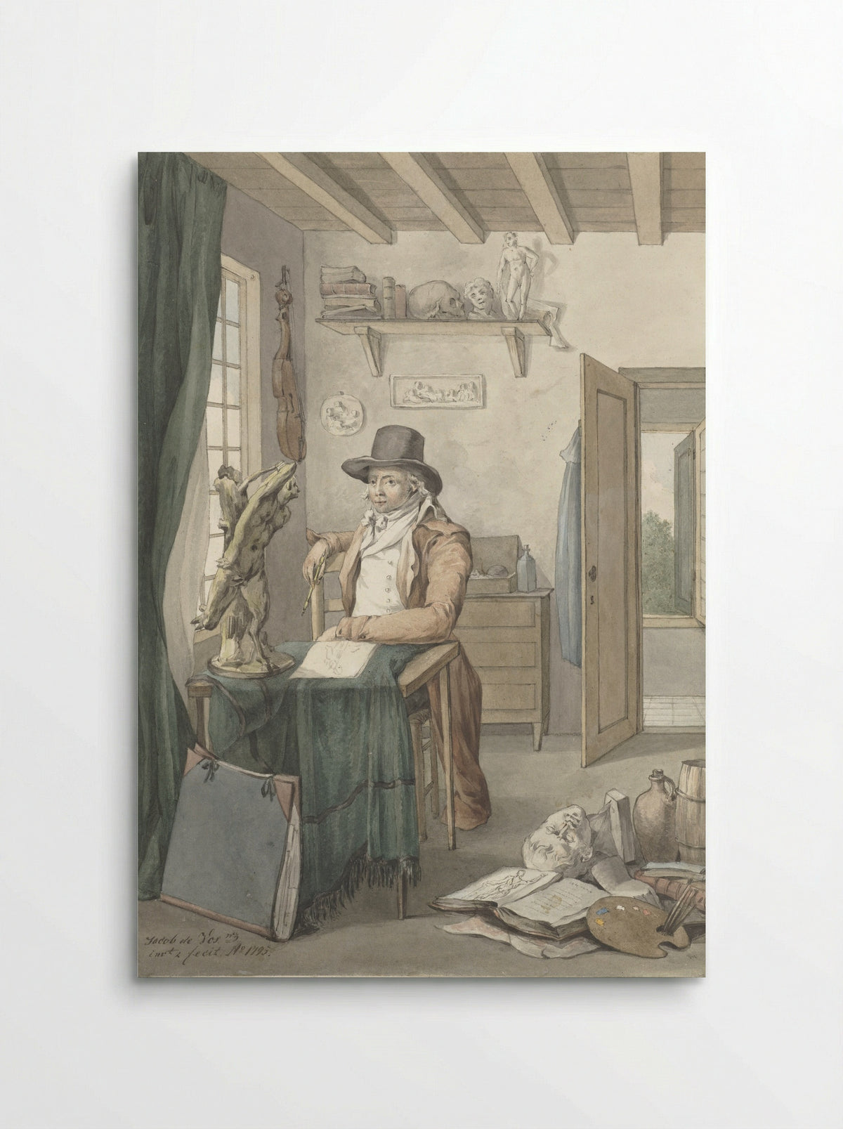 Portrait of the Artist Jacob Smies in an Atelier with Art Objects - Jacob Willemz. de Vos - Poster
