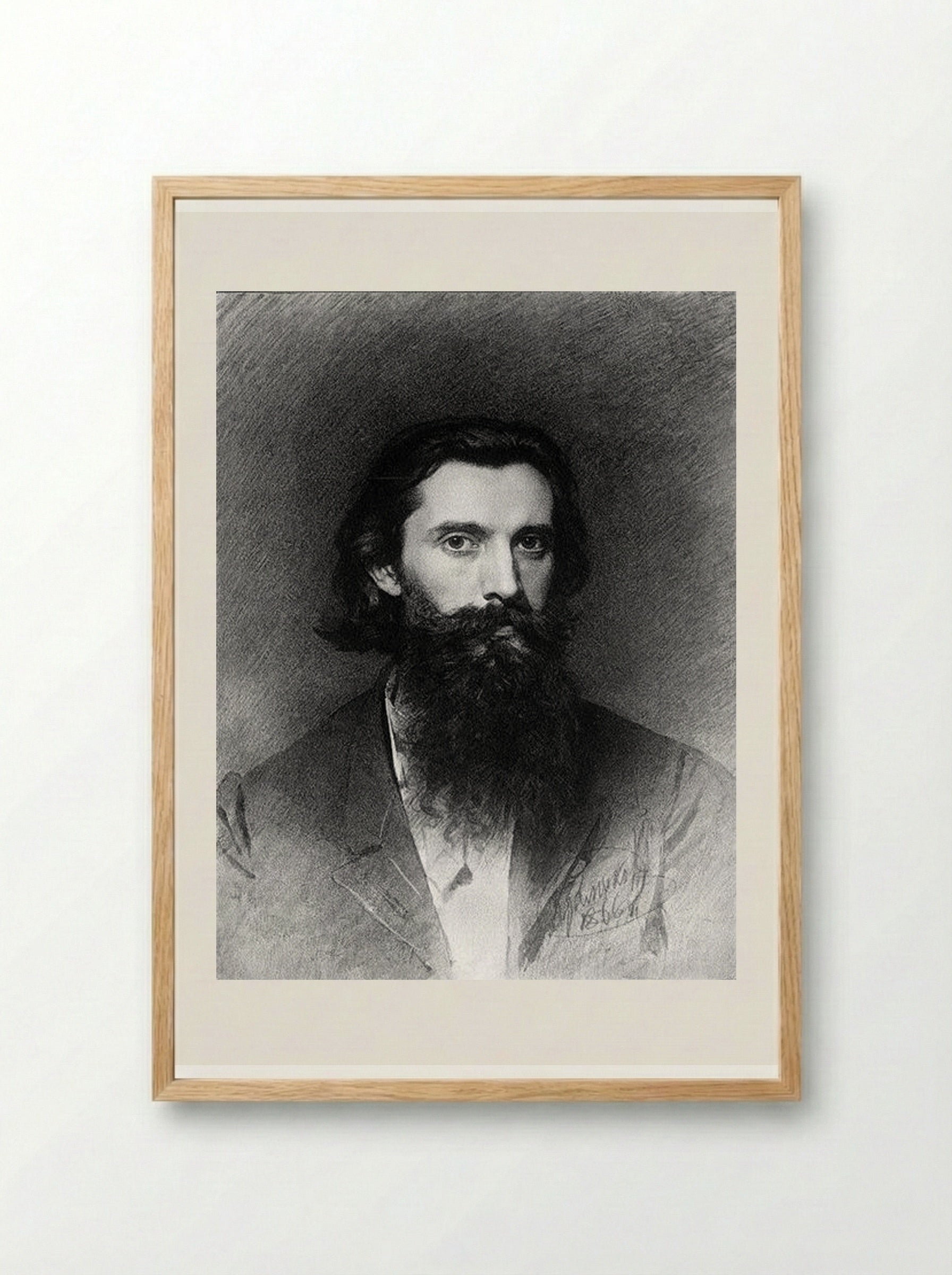 Portrait of the Artist Nikolai Dmitrievich Dmitriev-Orenburg - Ivan Kramskoy - Framed Print Wood