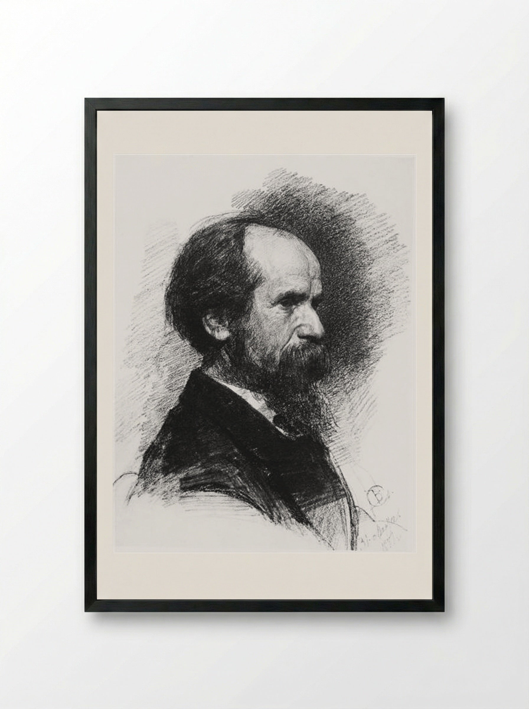 Portrait of the Artist Pavel Tchistyakov - Valentin Serov - Framed Print Black