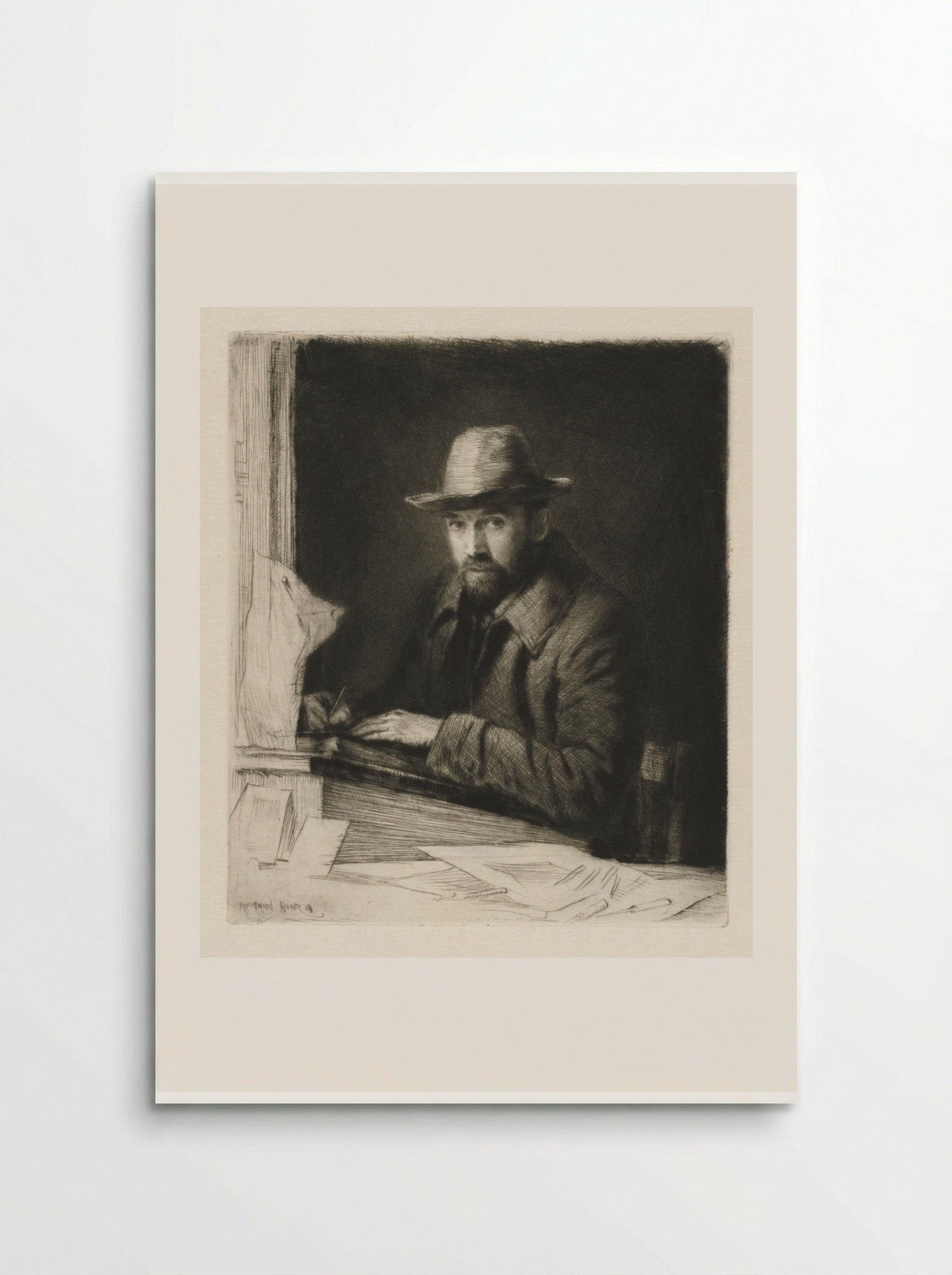 Portrait of the Artist in a Hat, No 2 - Muirhead Bone - Poster